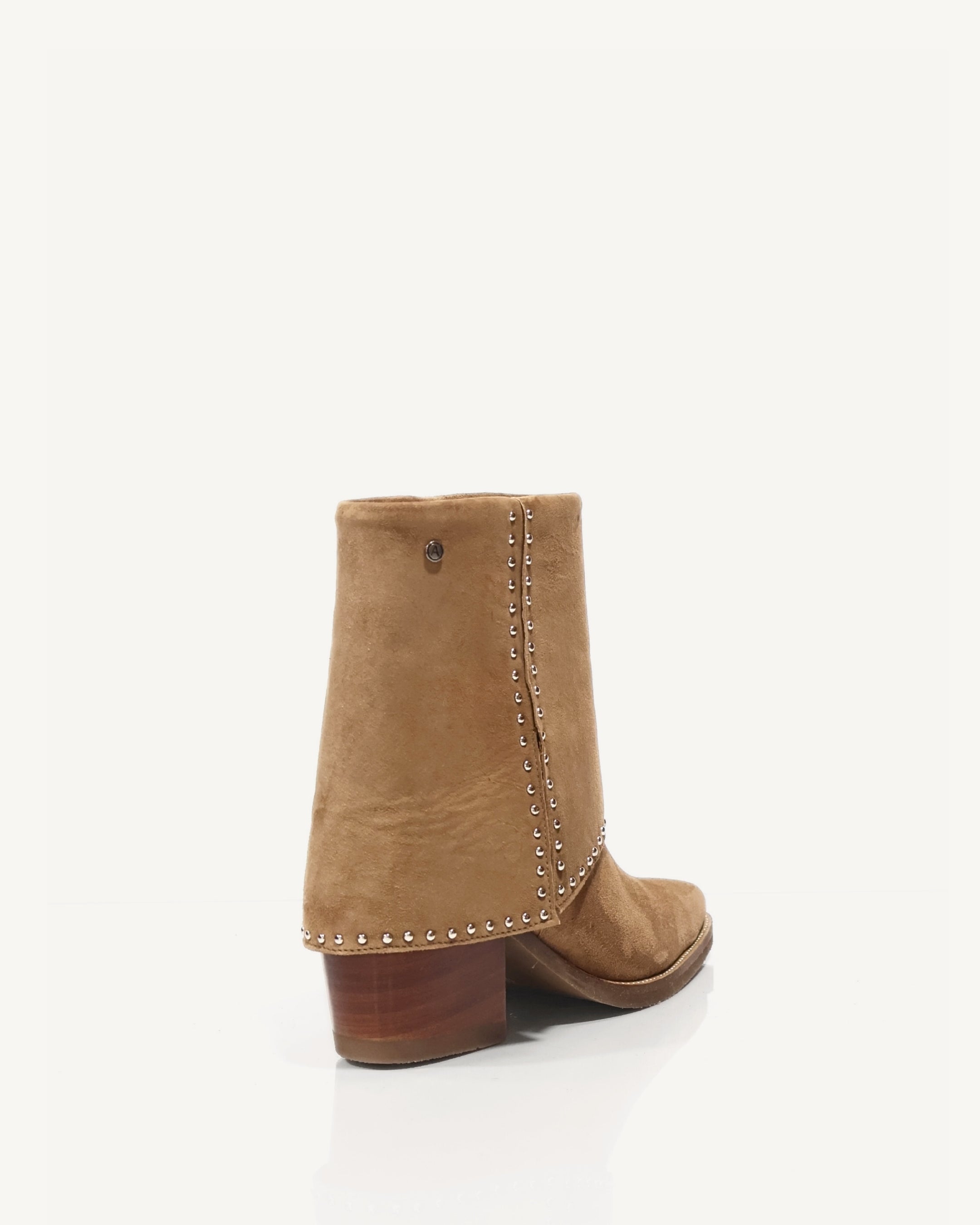 Botines en Doble Capa de Cuero Gamuza con Taches Albania Arena - Antonina