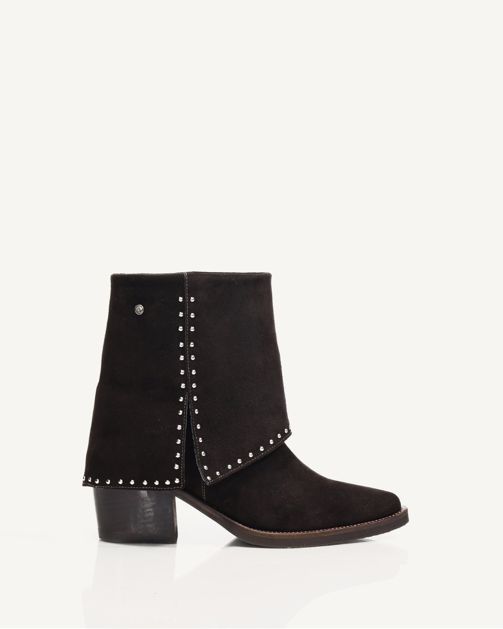 Botines en Doble Capa de Cuero Gamuza con Taches Albania Chocolate - Antonina