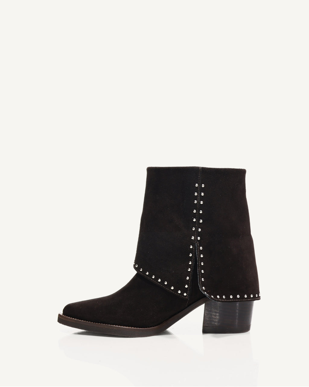 Botines en Doble Capa de Cuero Gamuza con Taches Albania Chocolate - Antonina