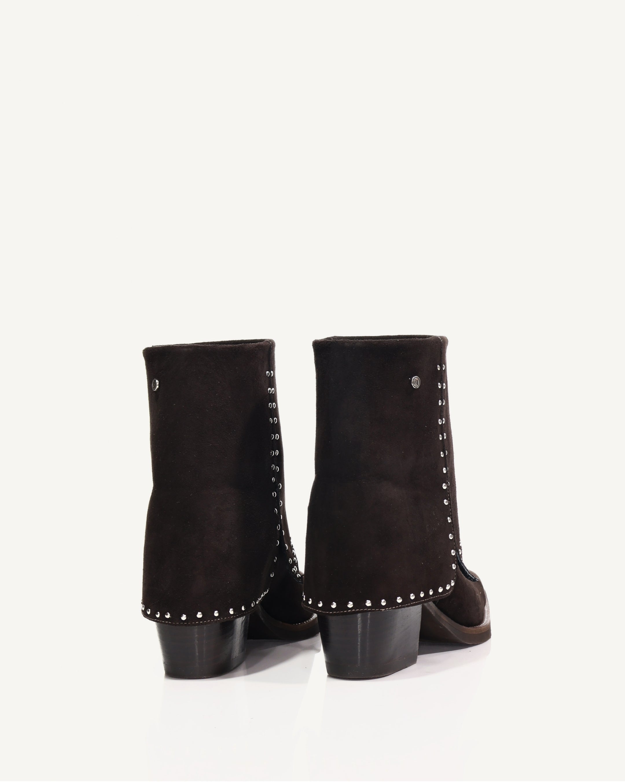 Botines en Doble Capa de Cuero Gamuza con Taches Albania Chocolate - Antonina