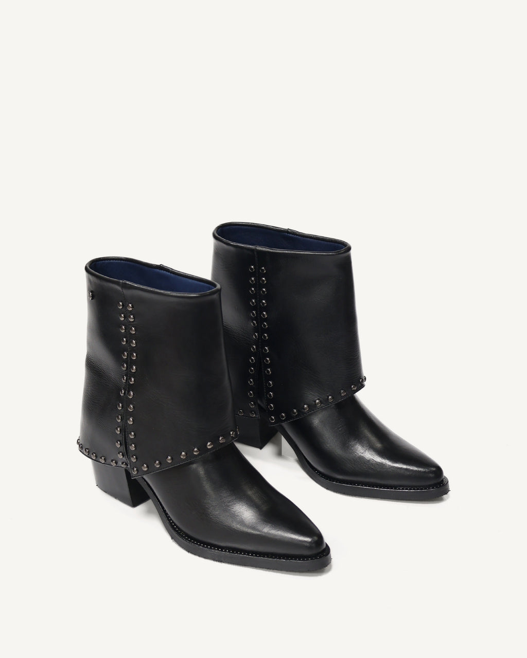 Botines en Doble Capa de Cuero con Taches Albania Negro