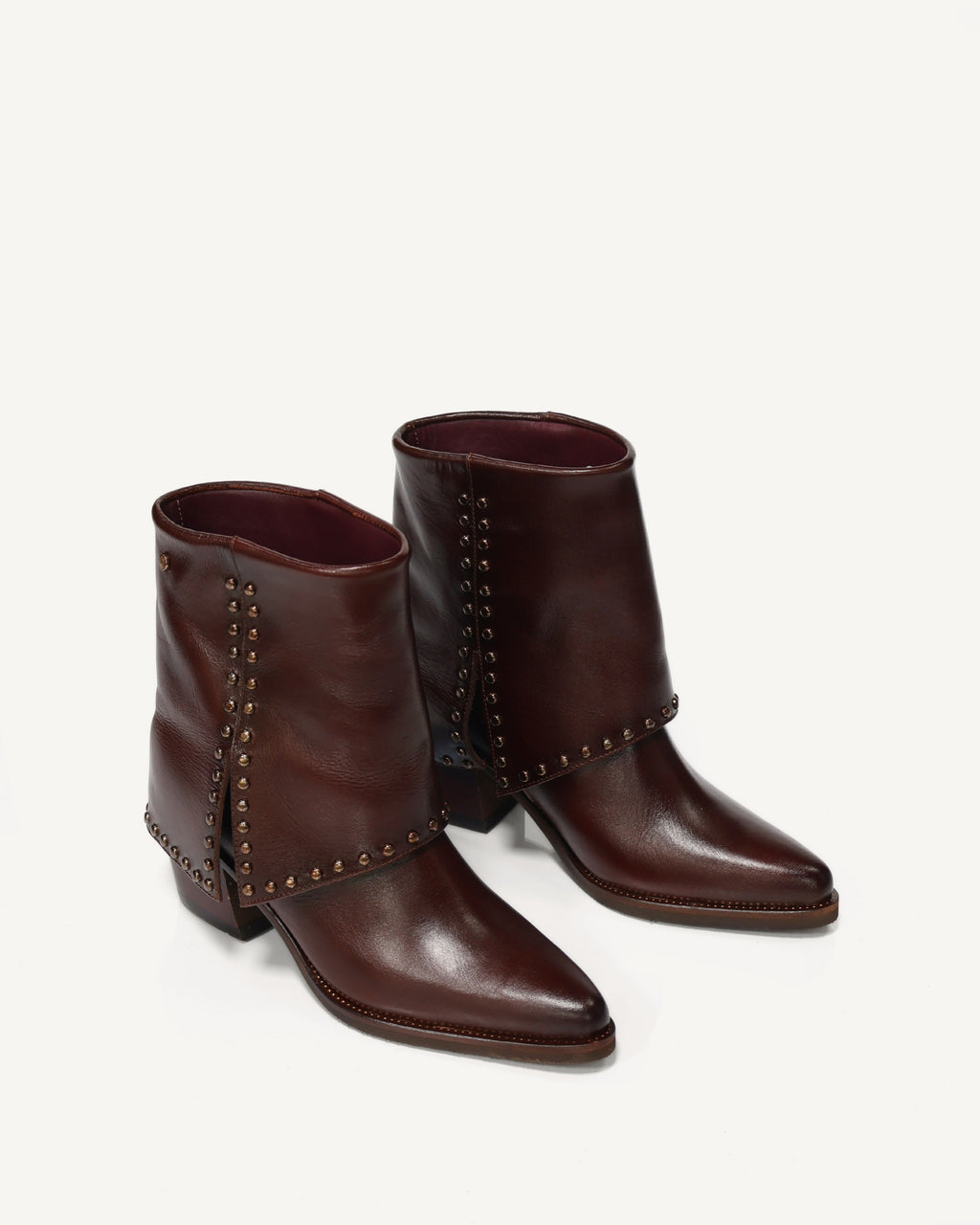 Botines en Doble Capa de Cuero con Taches Albania Sangría