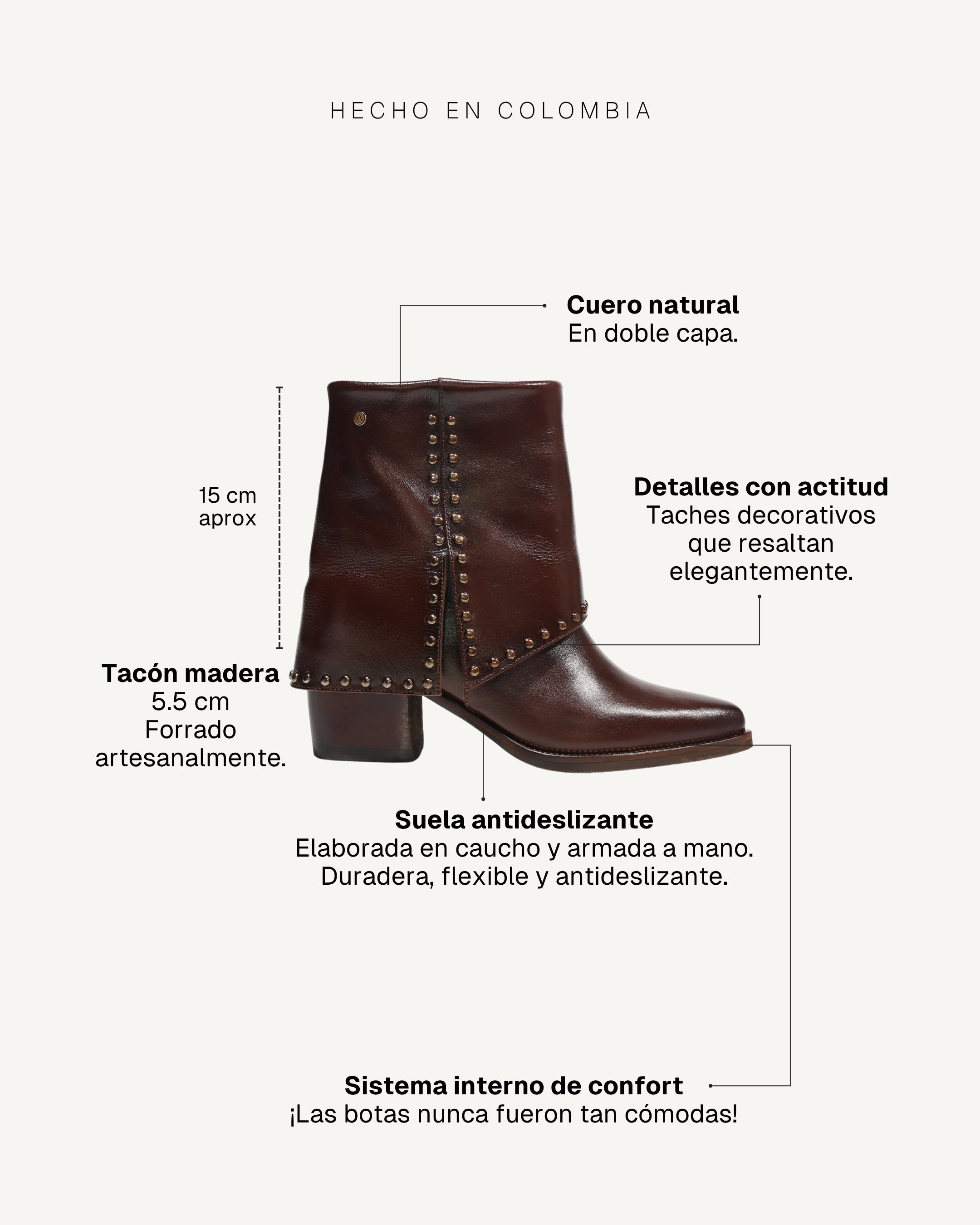 Botines en Doble Capa de Cuero con Taches Albania Sangría