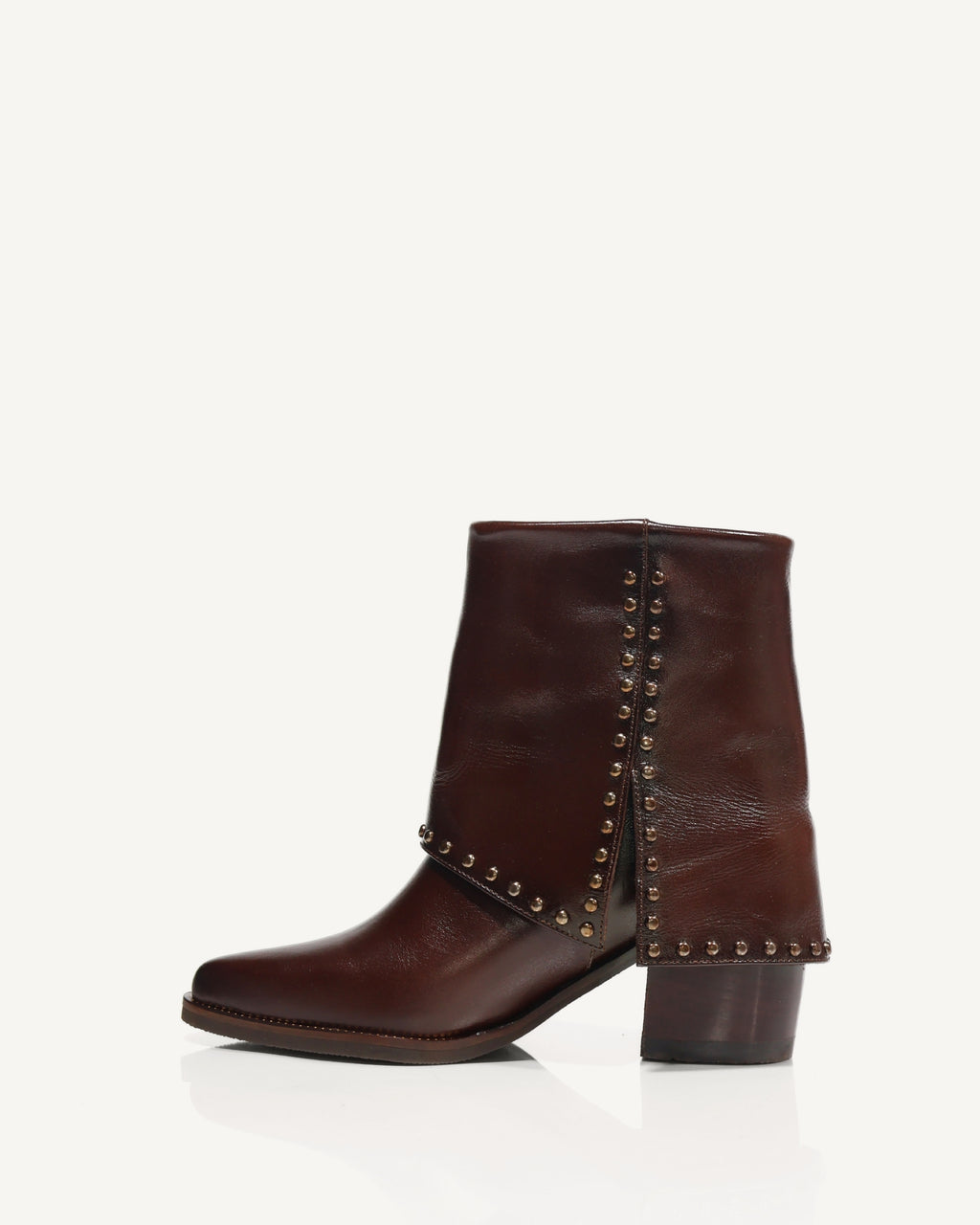 Botines en Doble Capa de Cuero con Taches Albania Sangría