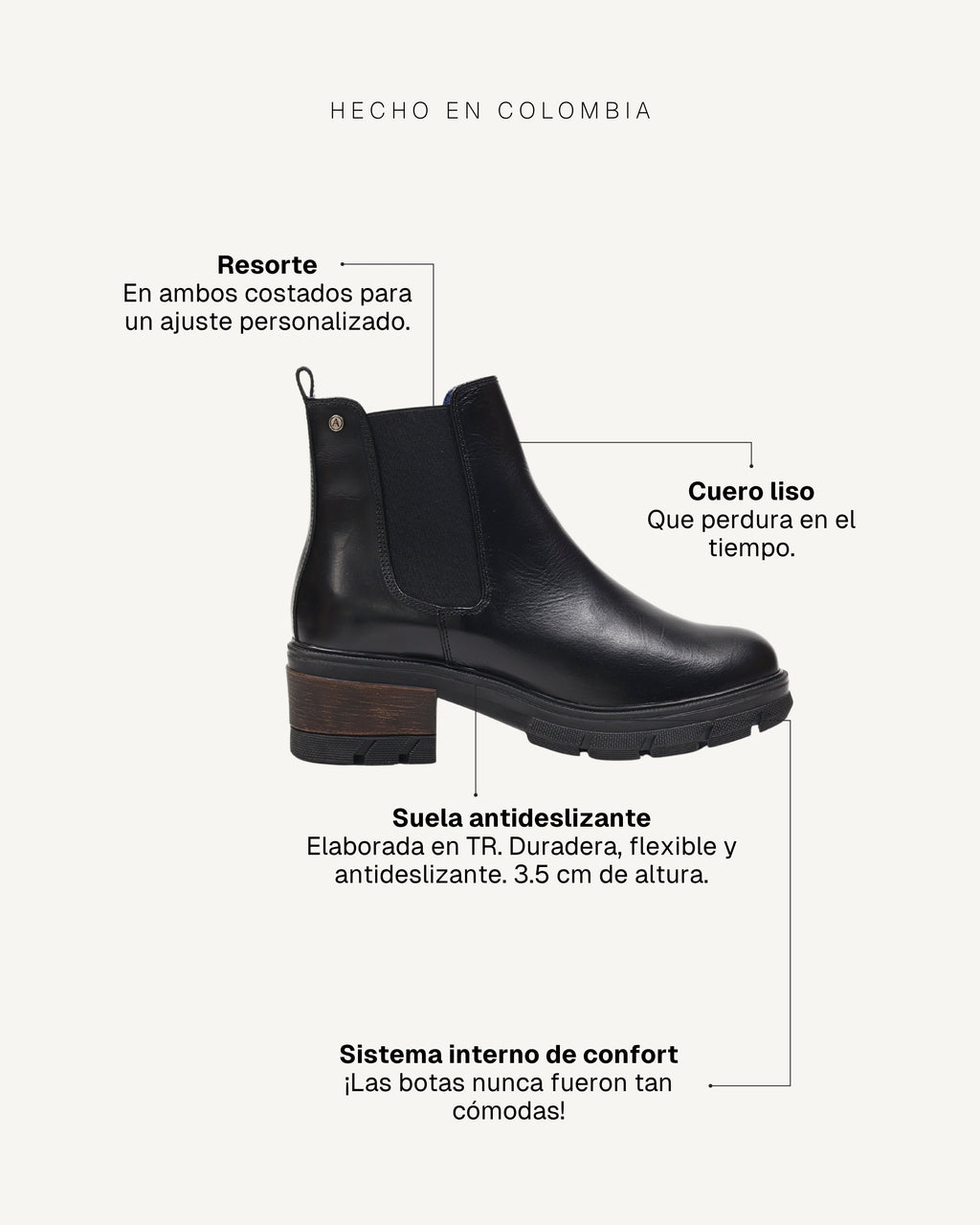 Botines Chelsea en Cuero Andalucía Negro