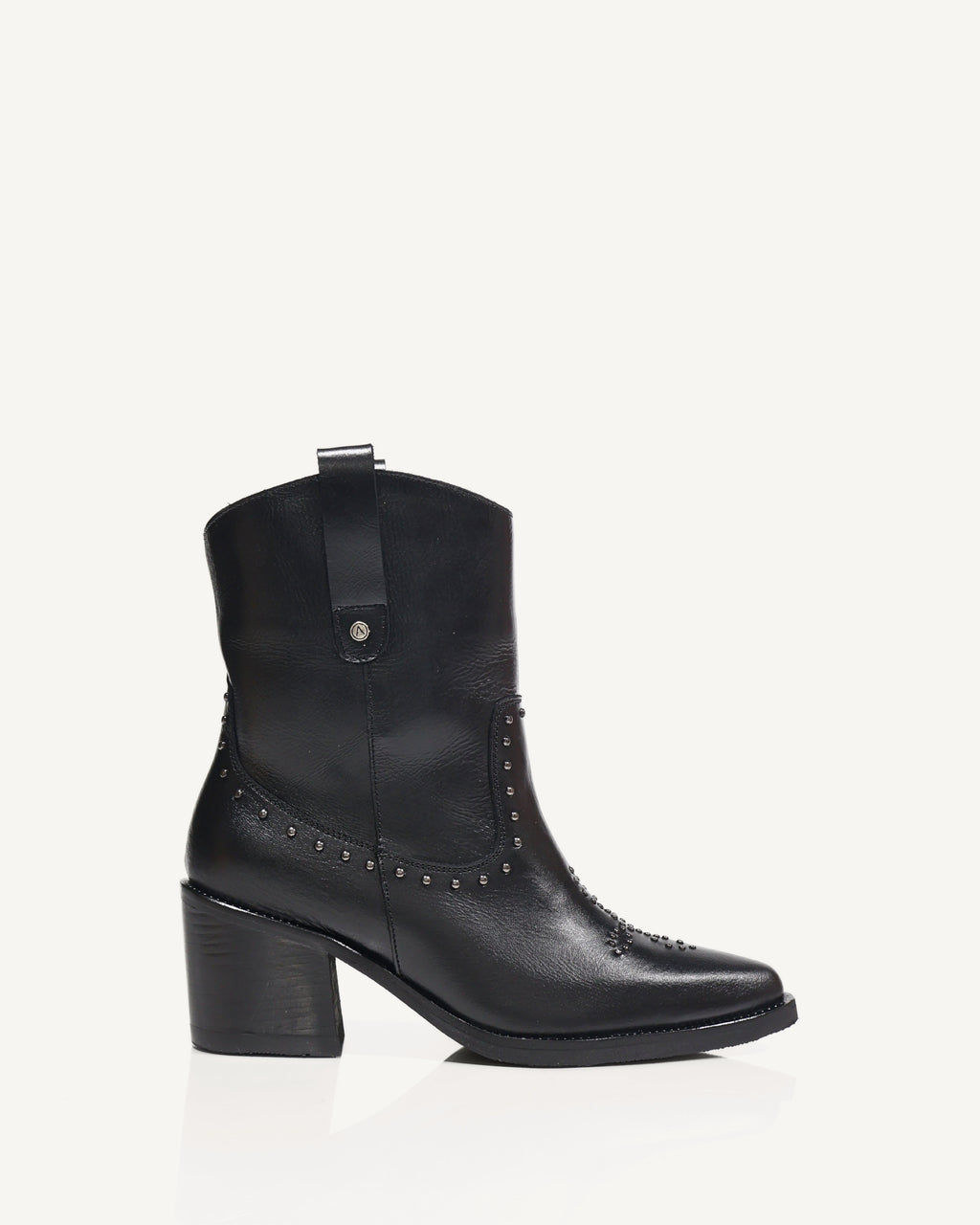 Botas Texanas en Cuero con Taches Aspa Negro
