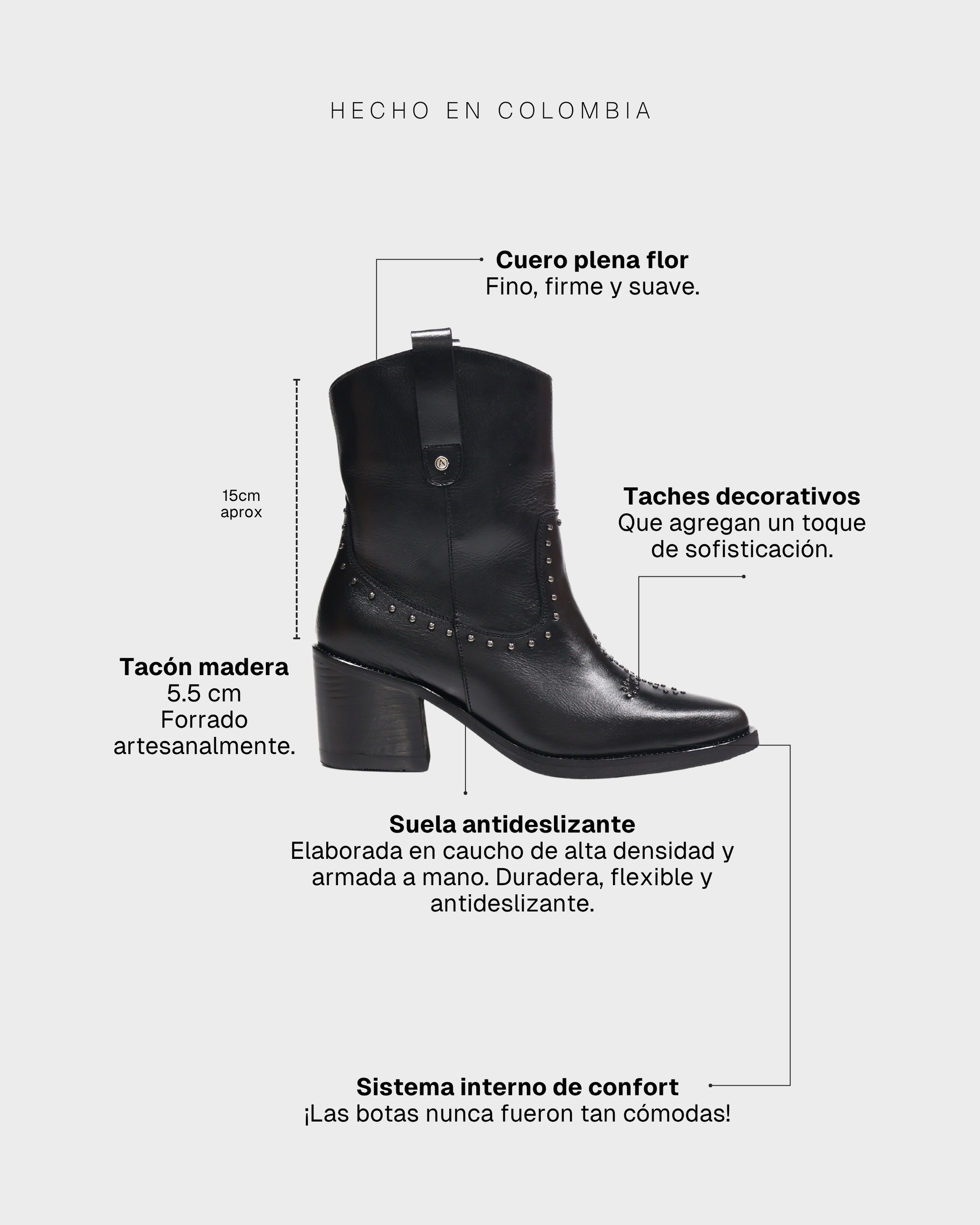 Botas Texanas en Cuero Aspa Negro