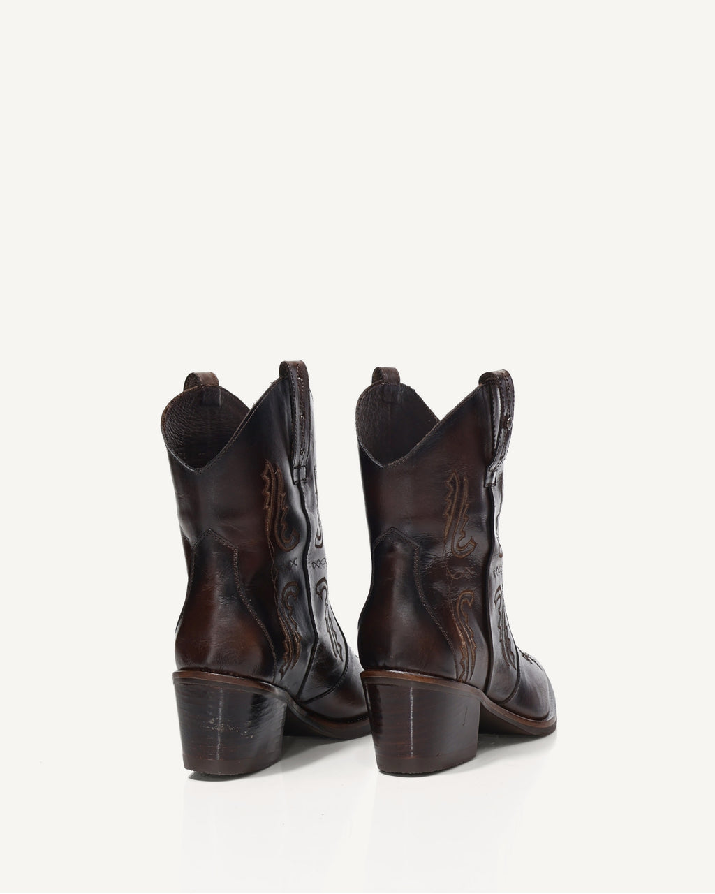 Botines Texanos con Bordado Austin Café - Antonina