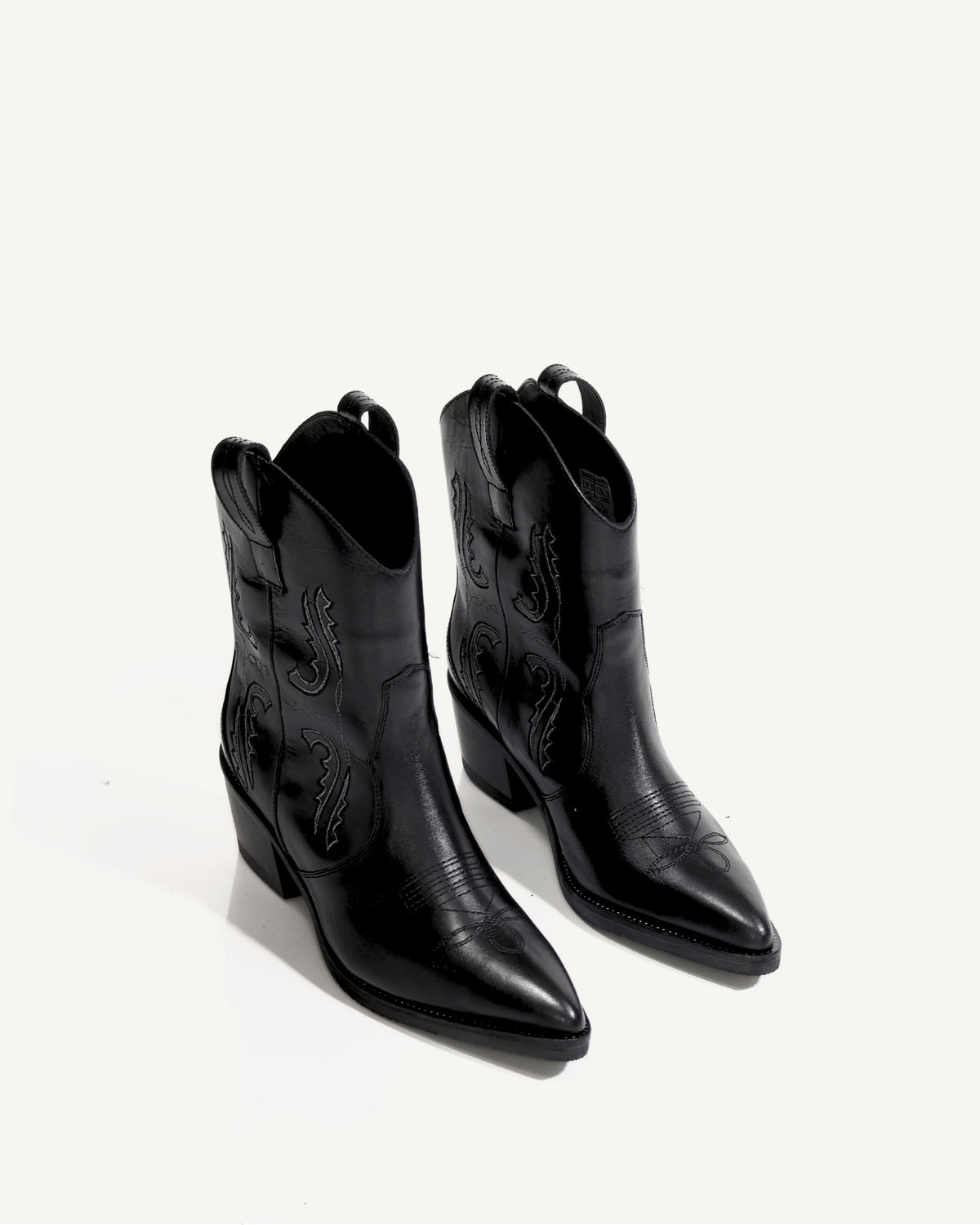 Botines Texanos con Bordado Austin Negro - Antonina