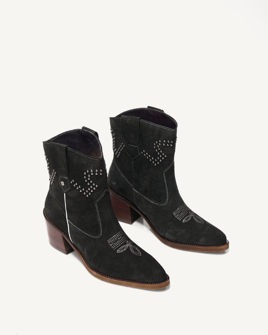 Botas Texanas en Cuero Carnaza con Taches Baylor Gris