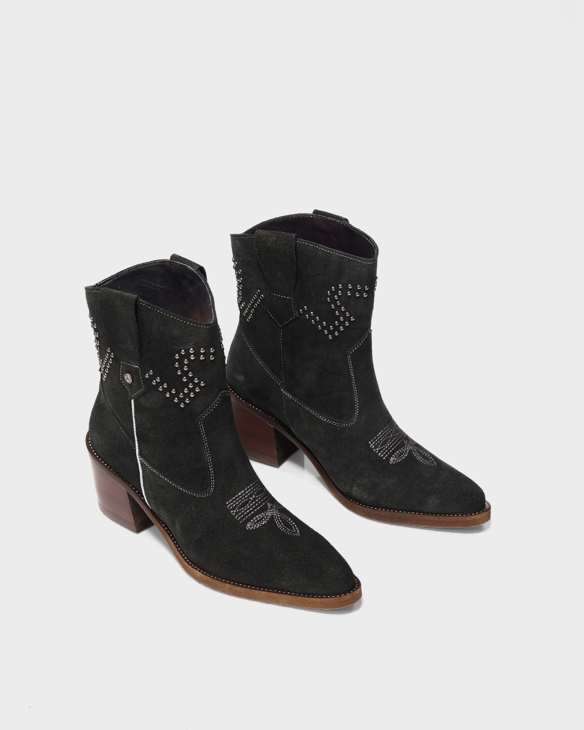 Botas Texanas en Cuero Carnaza Baylor Gris Carbón