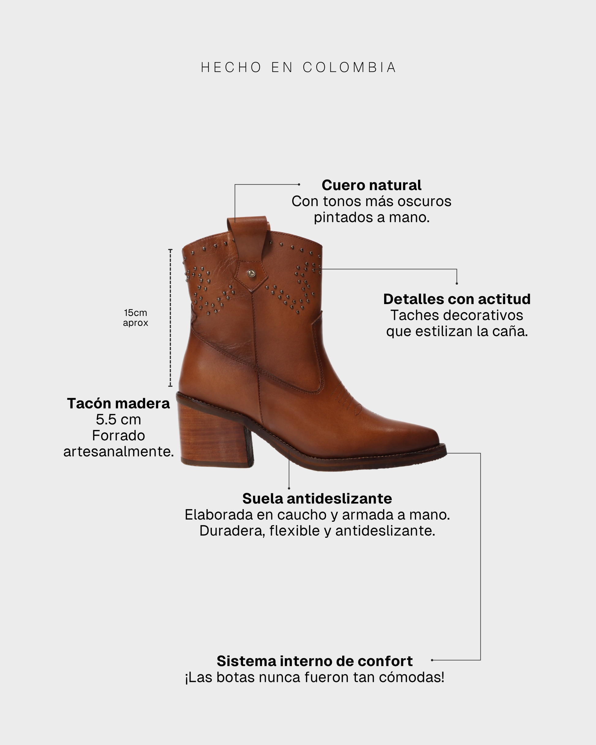 Botas Texanas en Cuero Baylor Miel