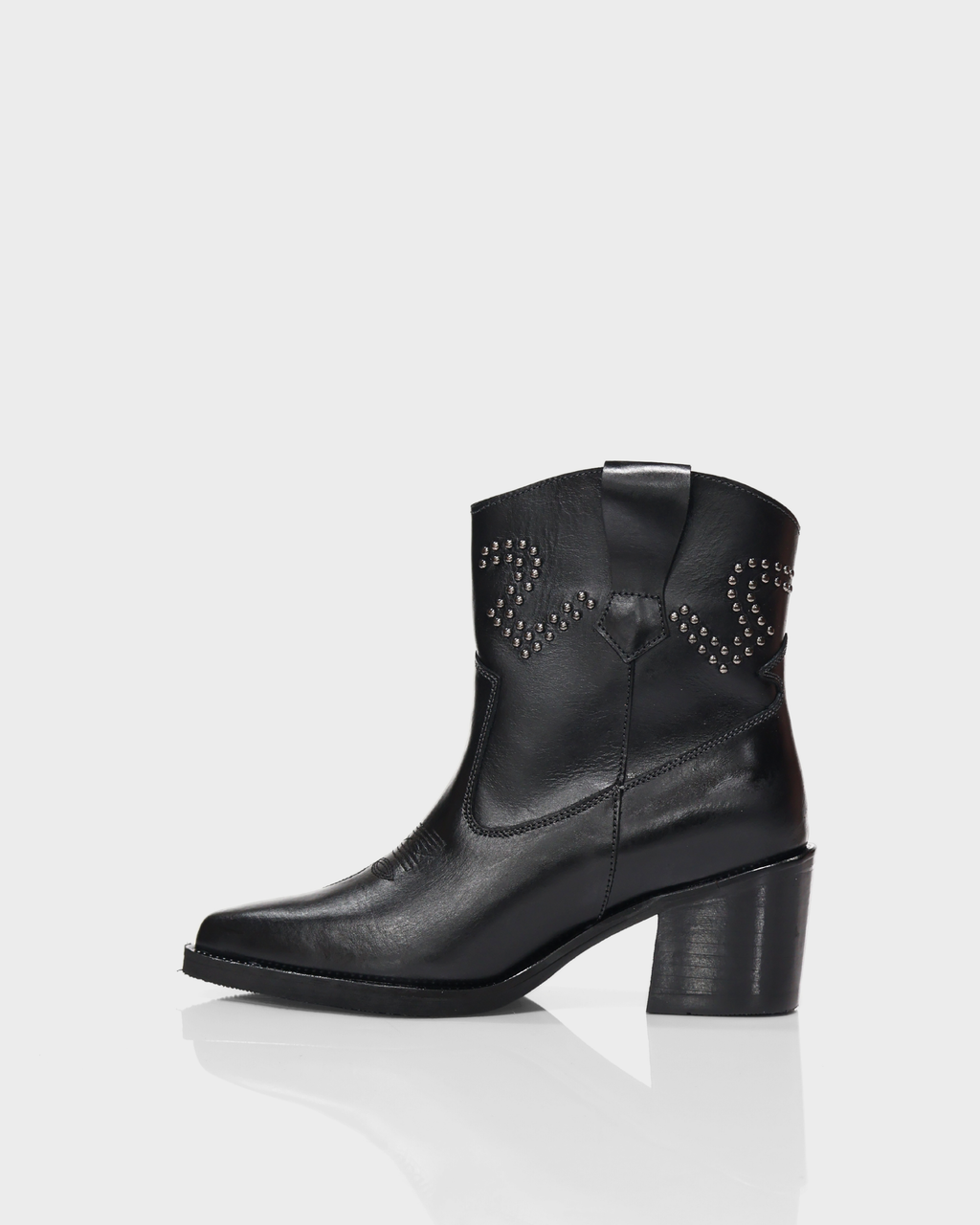 Botas Texanas en Cuero Baylor Negro con Ribete Plateado