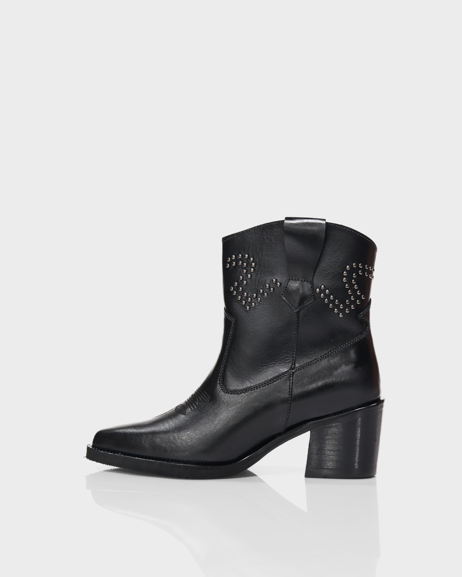 Botas Texanas en Cuero Baylor Negro con Ribete Plateado