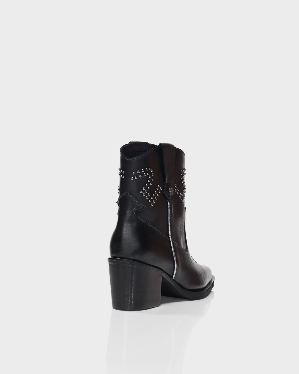 Botas Texanas en Cuero Baylor Negro con Ribete Plateado