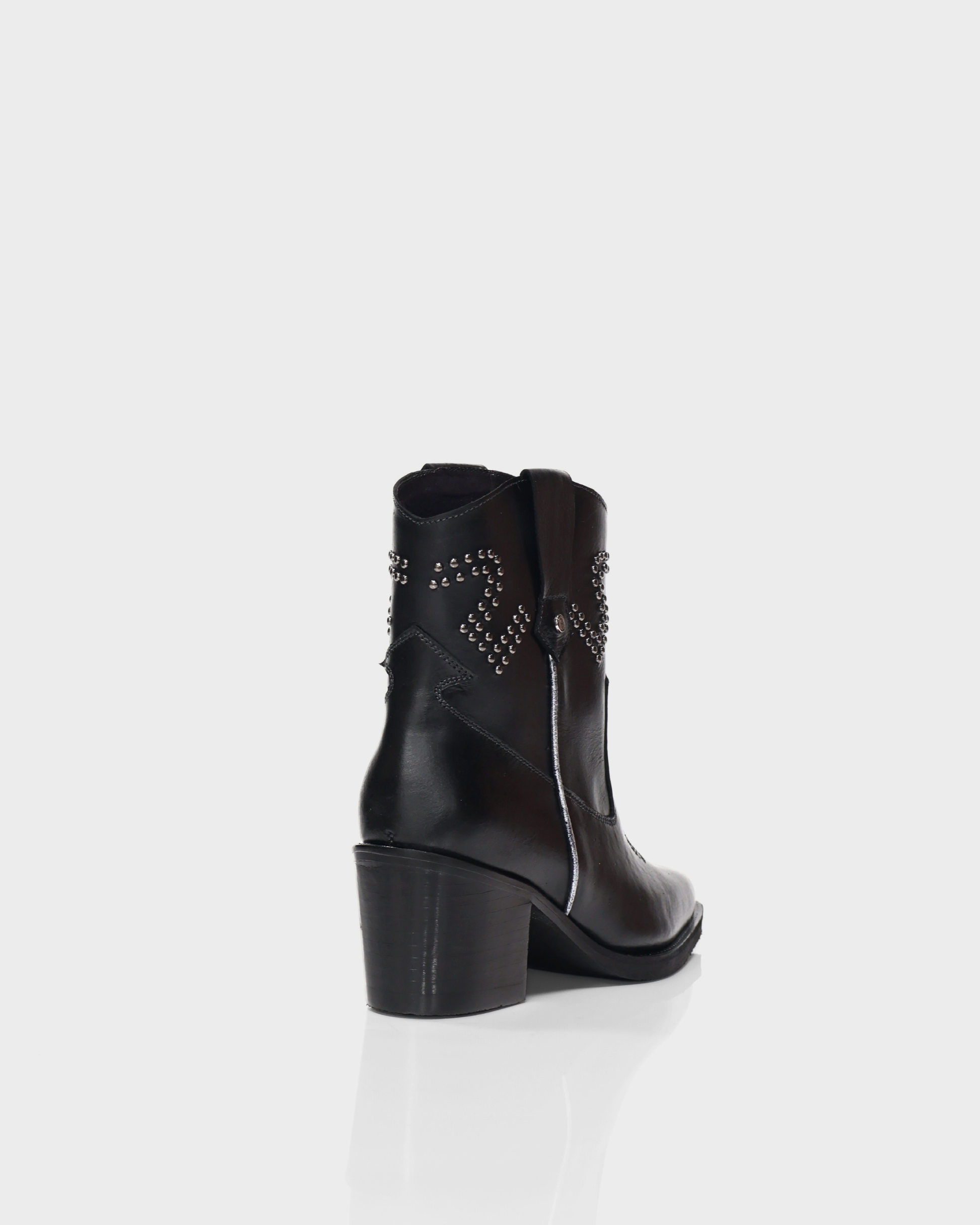 Botas Texanas en Cuero Baylor Negro con Ribete Plateado