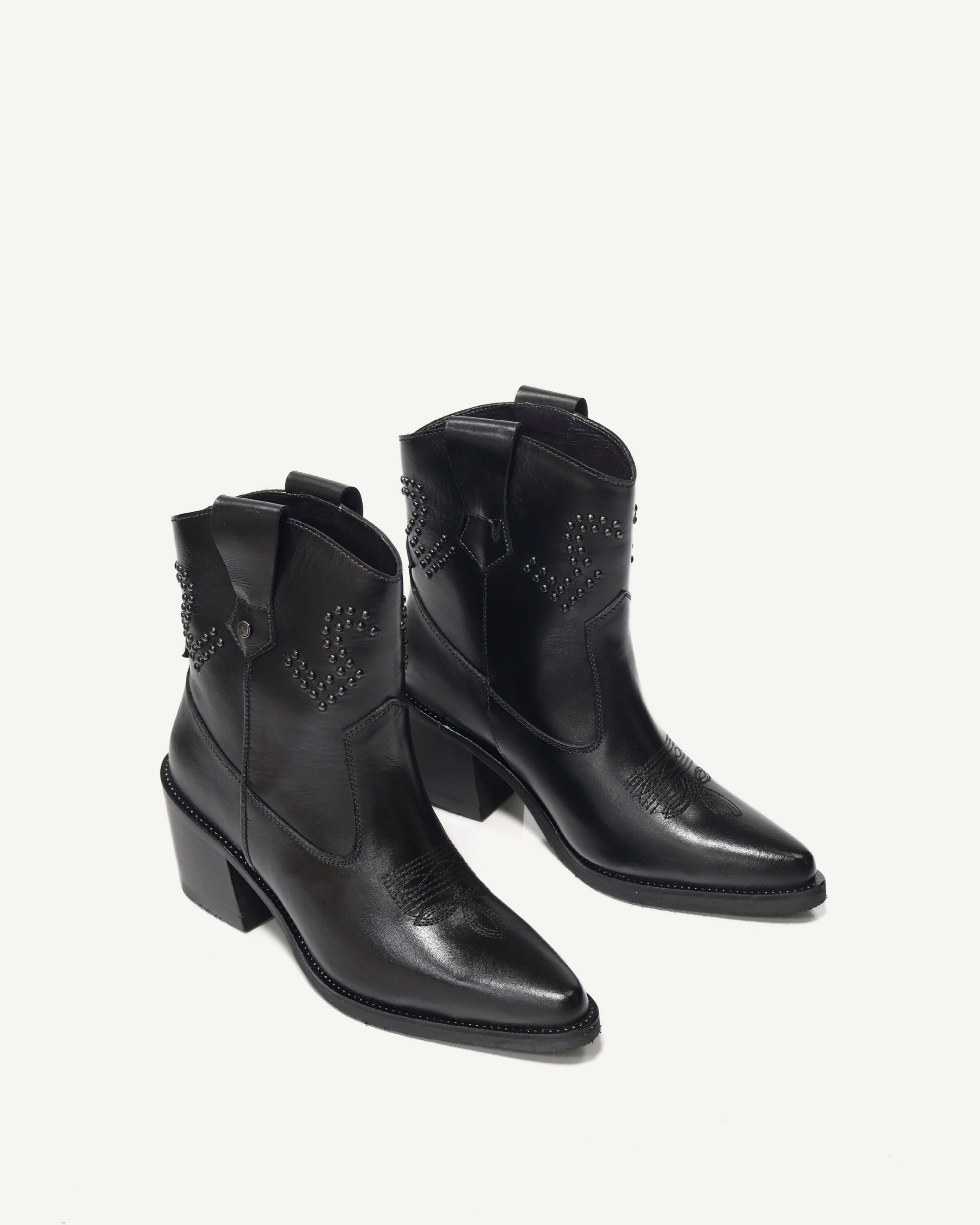 Botas Texanas en Cuero con Taches Baylor Negro