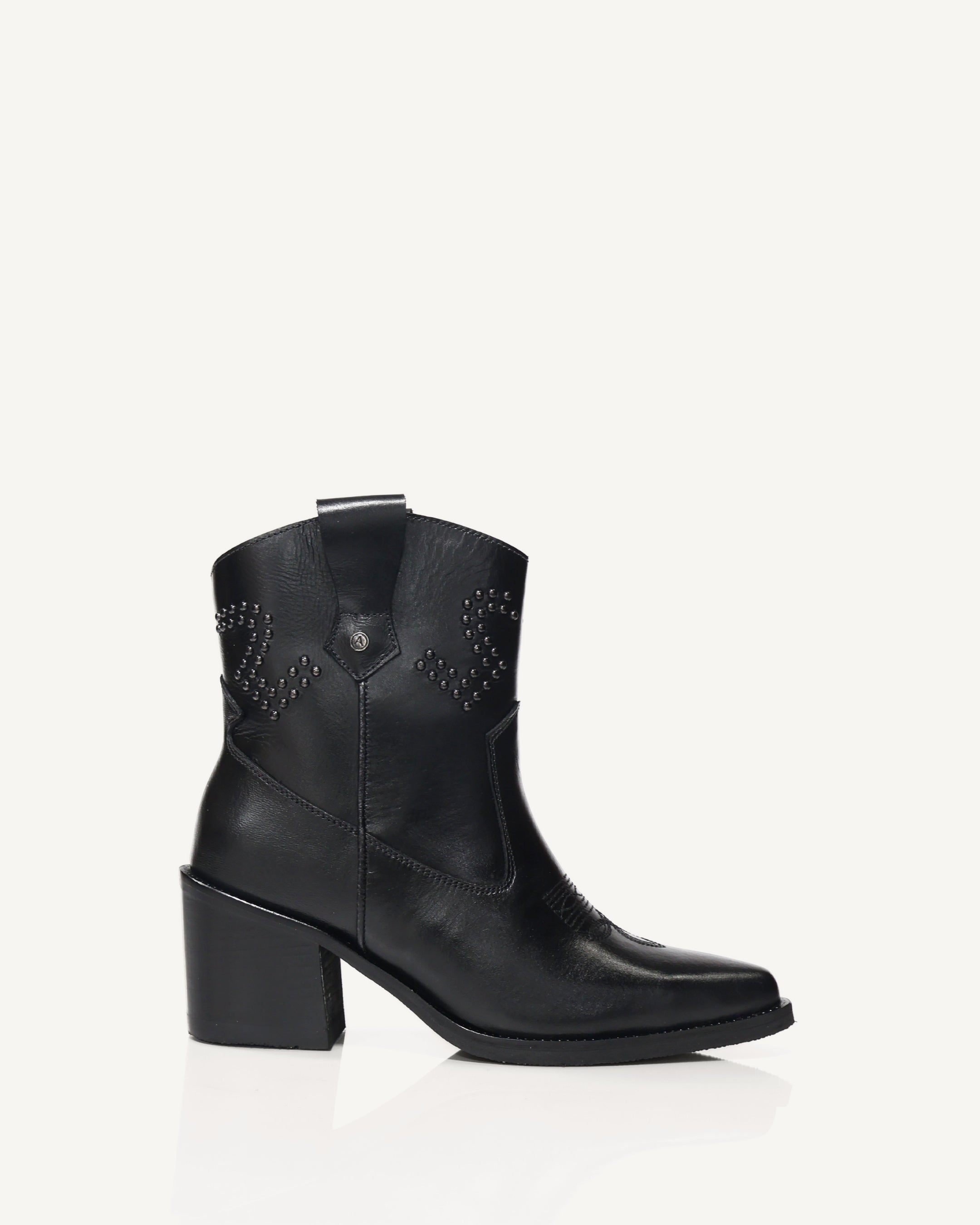 Botas Texanas en Cuero con Taches Baylor Negro