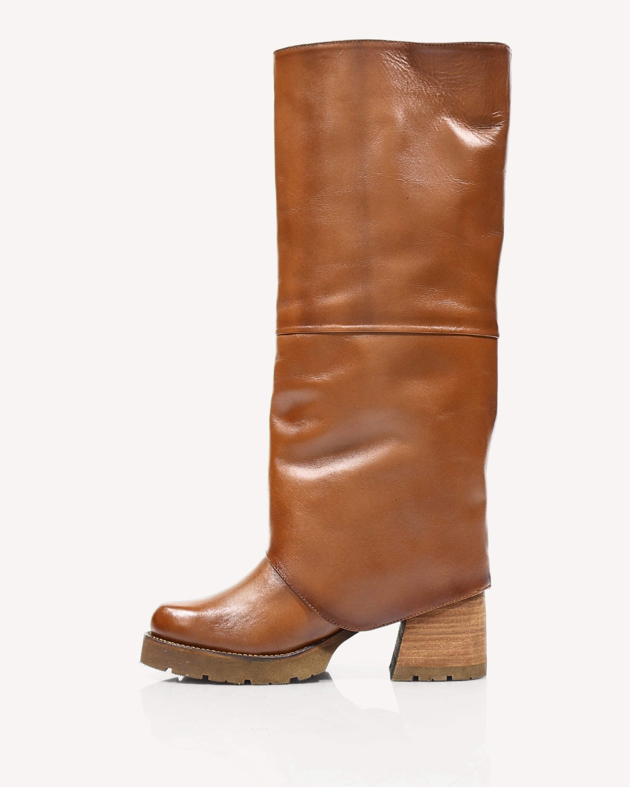 Botas en Doble Capa de Cuero y Correas de Lujo Belte Miel - Antonina