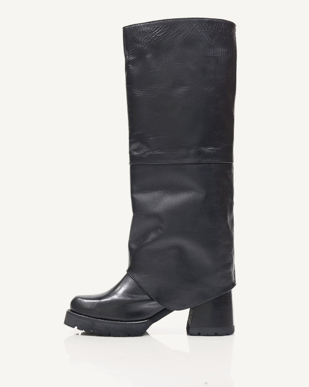 Botas en Doble Capa de Cuero y Correas de Lujo Belte Negro - Antonina