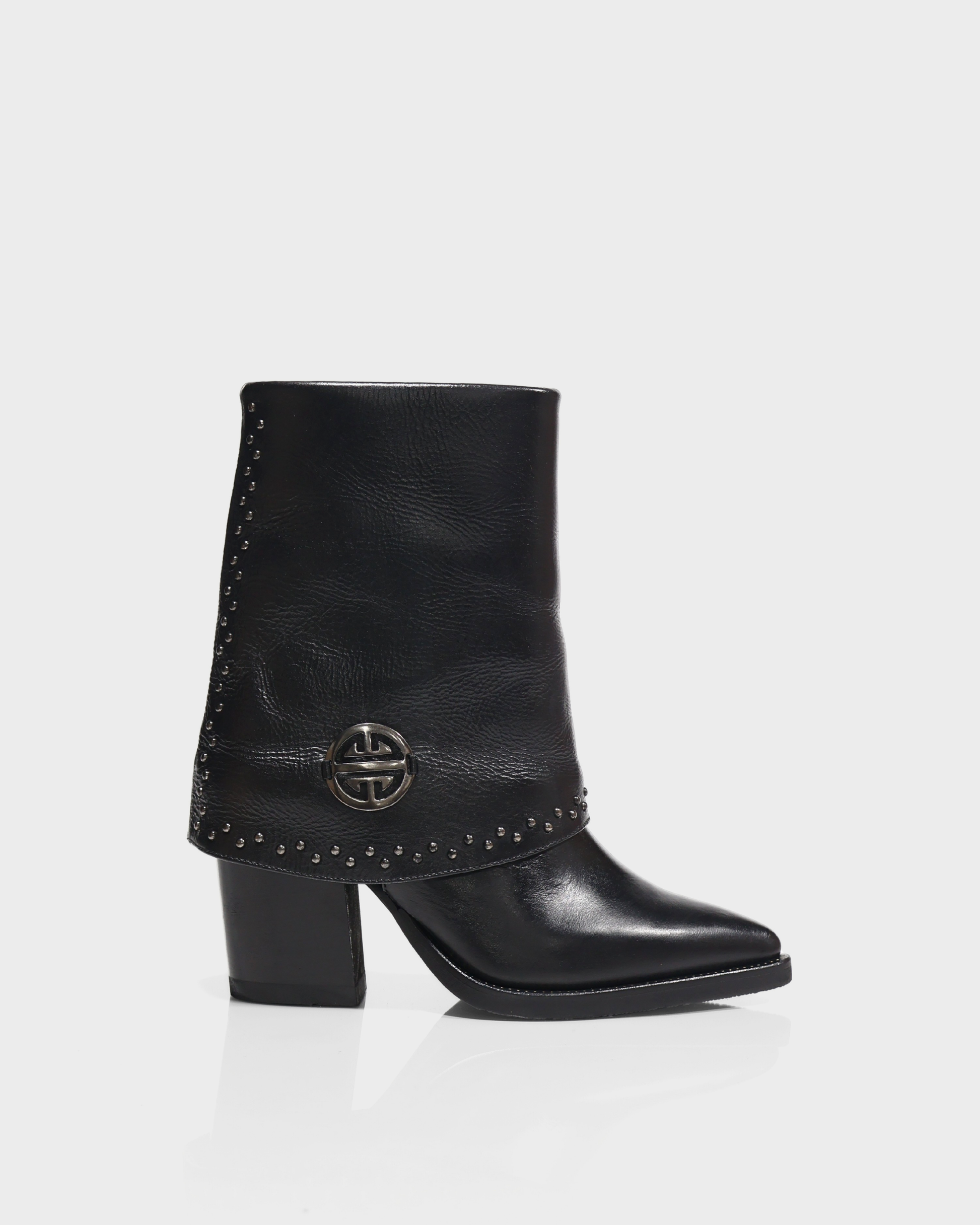 Botas Doble Capa en Cuero Borgoña Negro