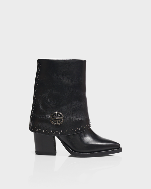Botas Doble Capa en Cuero Borgoña Negro