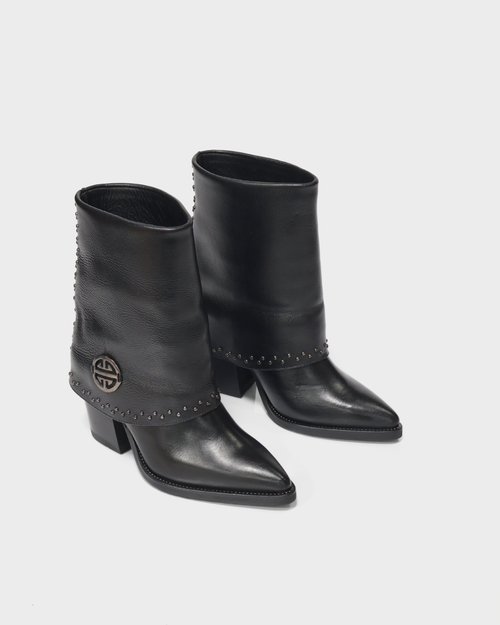 Botas Doble Capa en Cuero Borgoña Negro