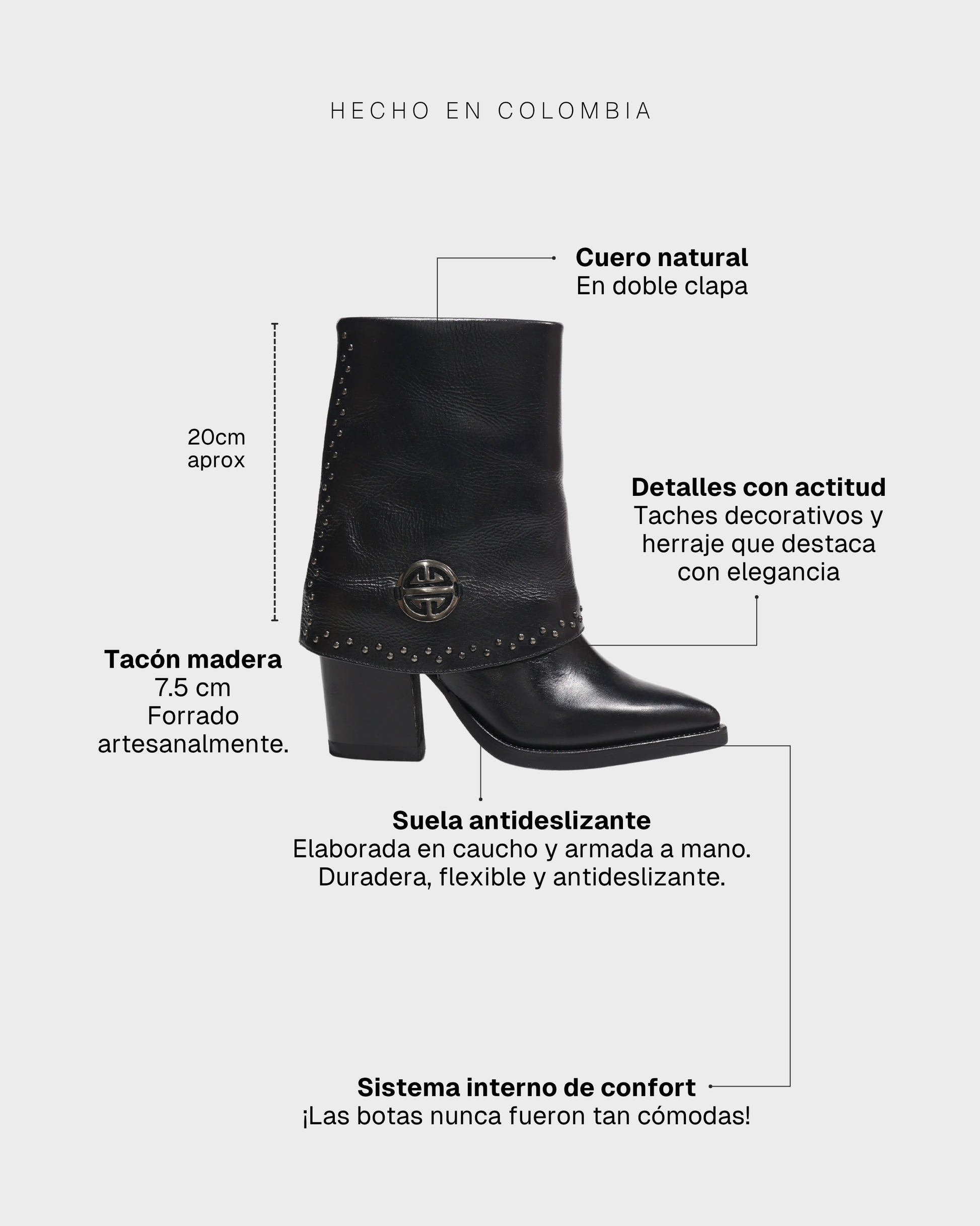 Botas Doble Capa en Cuero Borgoña Negro