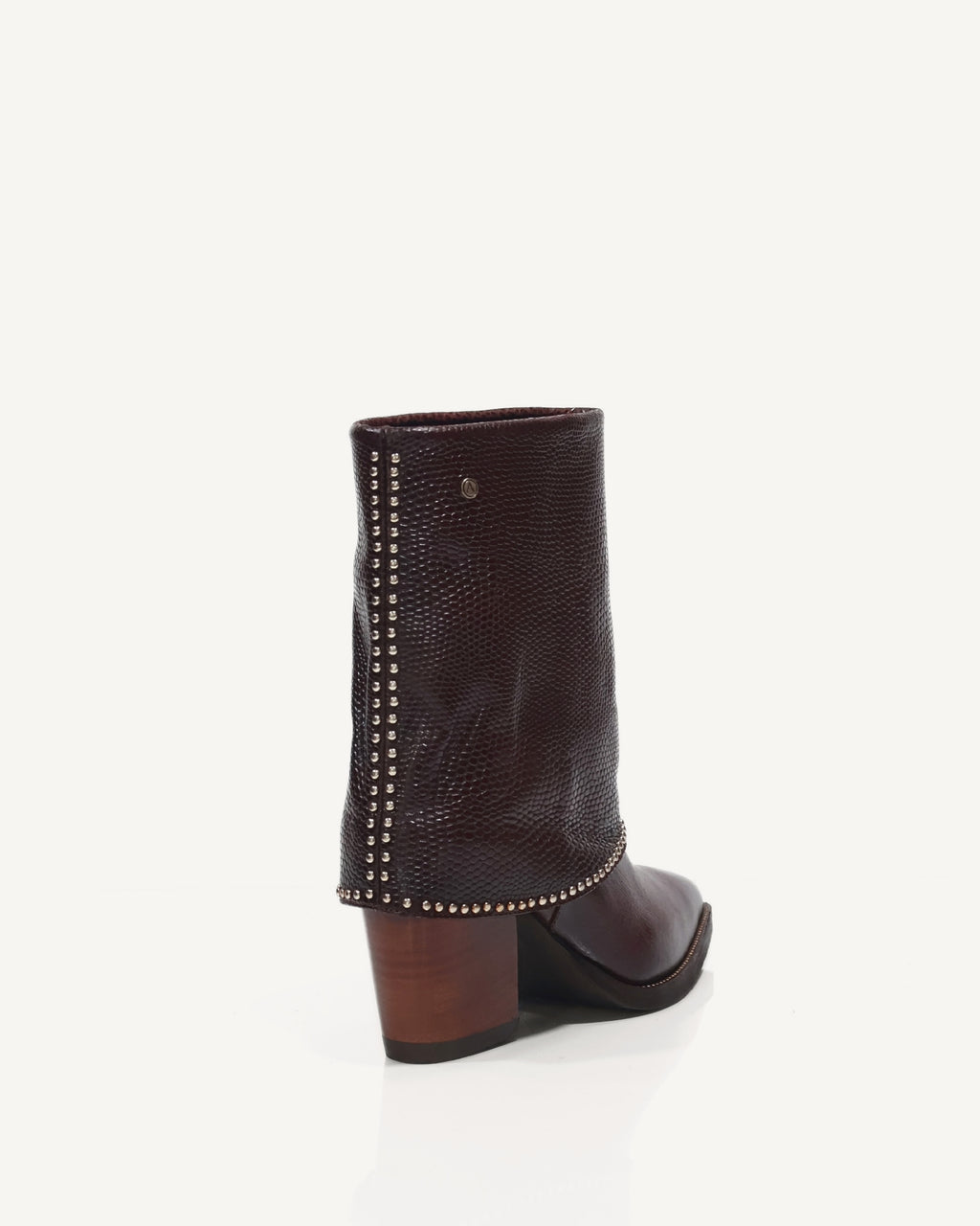 Botas en Doble Capa de Cuero con Taches Borgoña Vino - Antonina