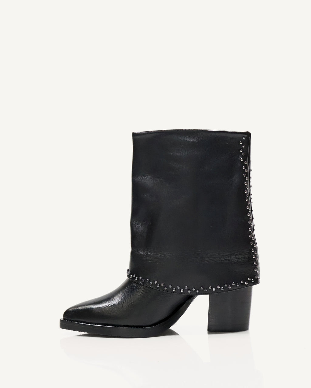 Botas en Doble Capa de Cuero con Taches Borgoña Negro - Antonina