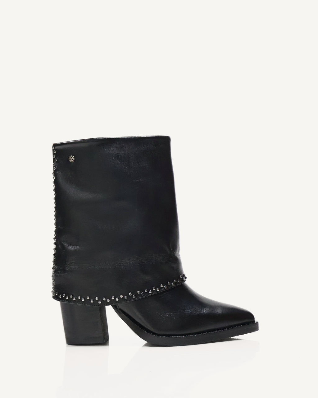 Botas en Doble Capa de Cuero con Taches Borgoña Negro - Antonina