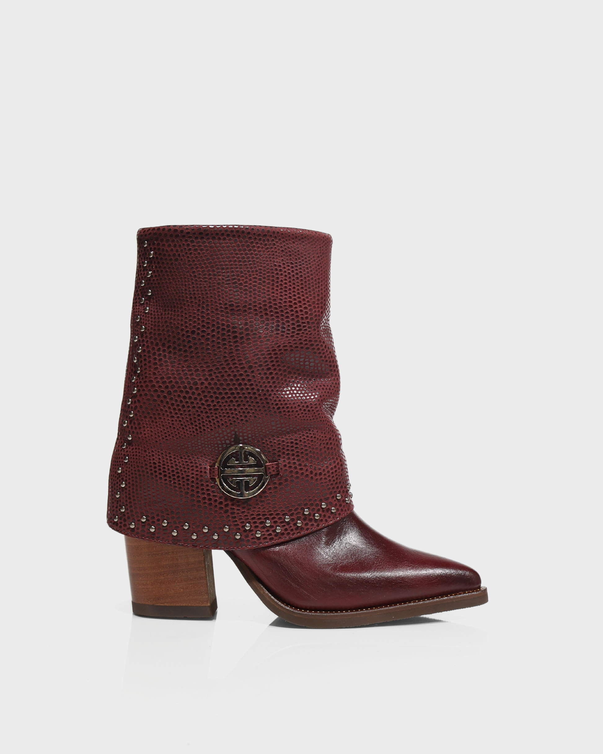 Botas Doble Capa en Cuero Borgoña Vino