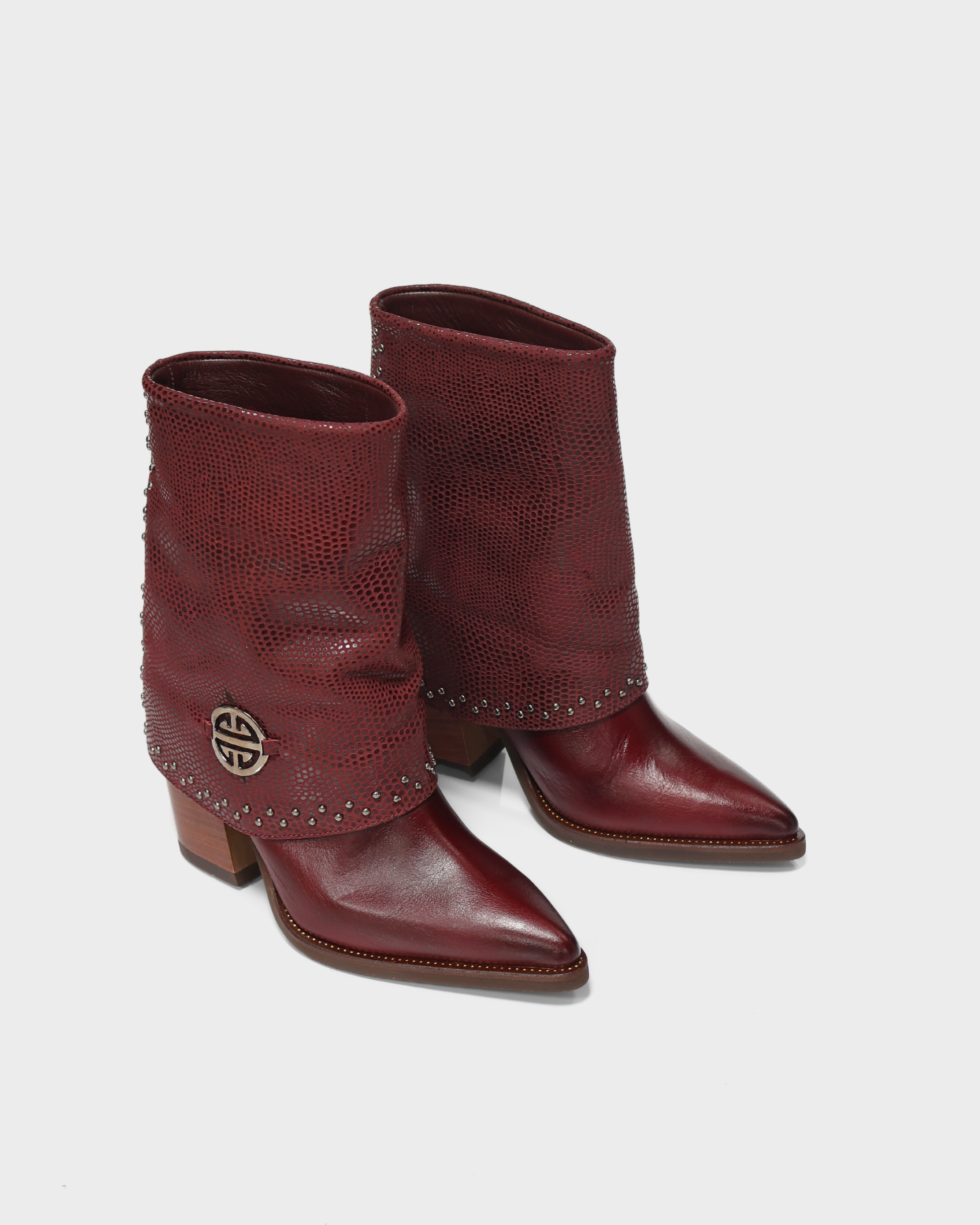 Botas Doble Capa en Cuero Borgoña Vino
