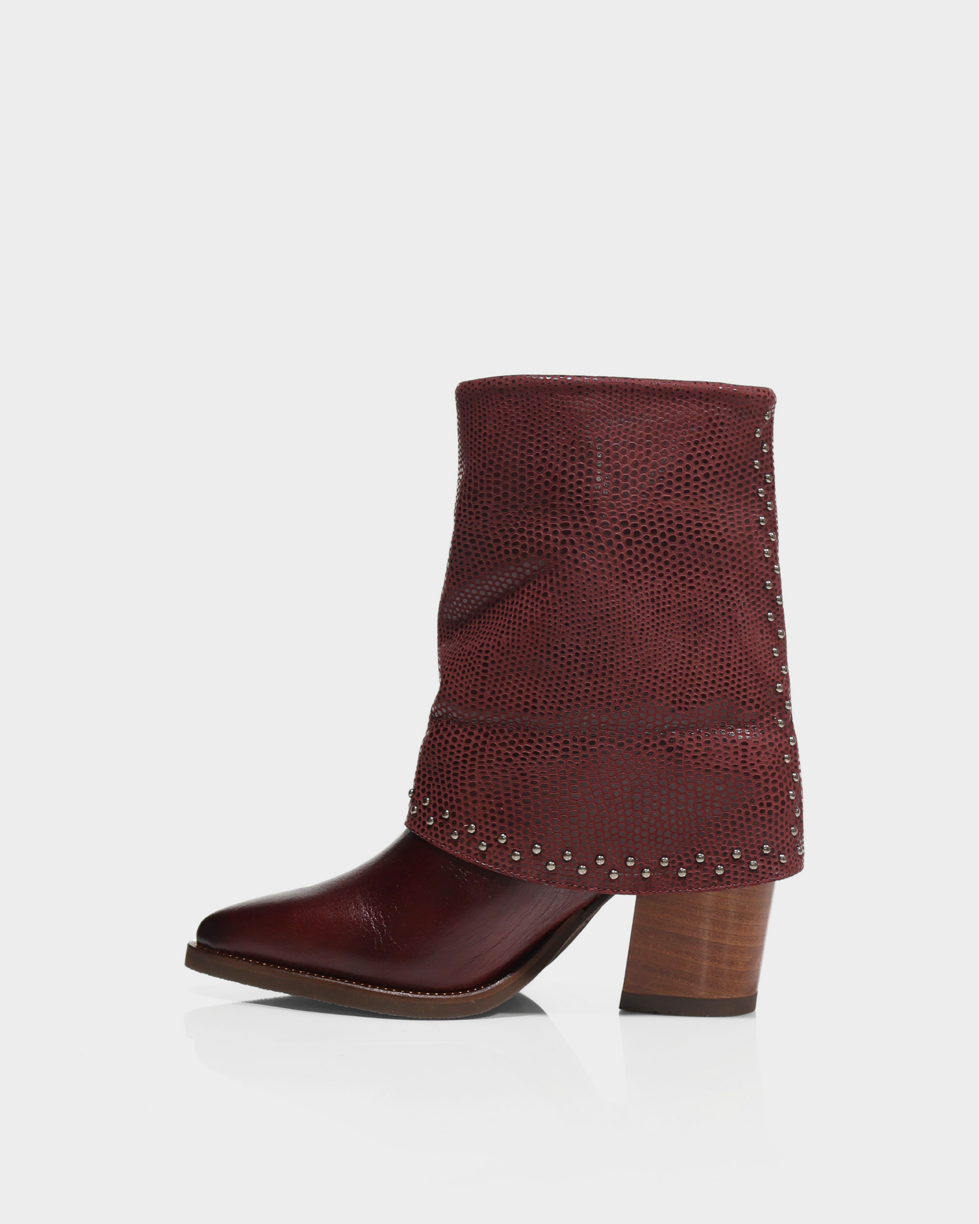 Botas Doble Capa en Cuero Borgoña Vino