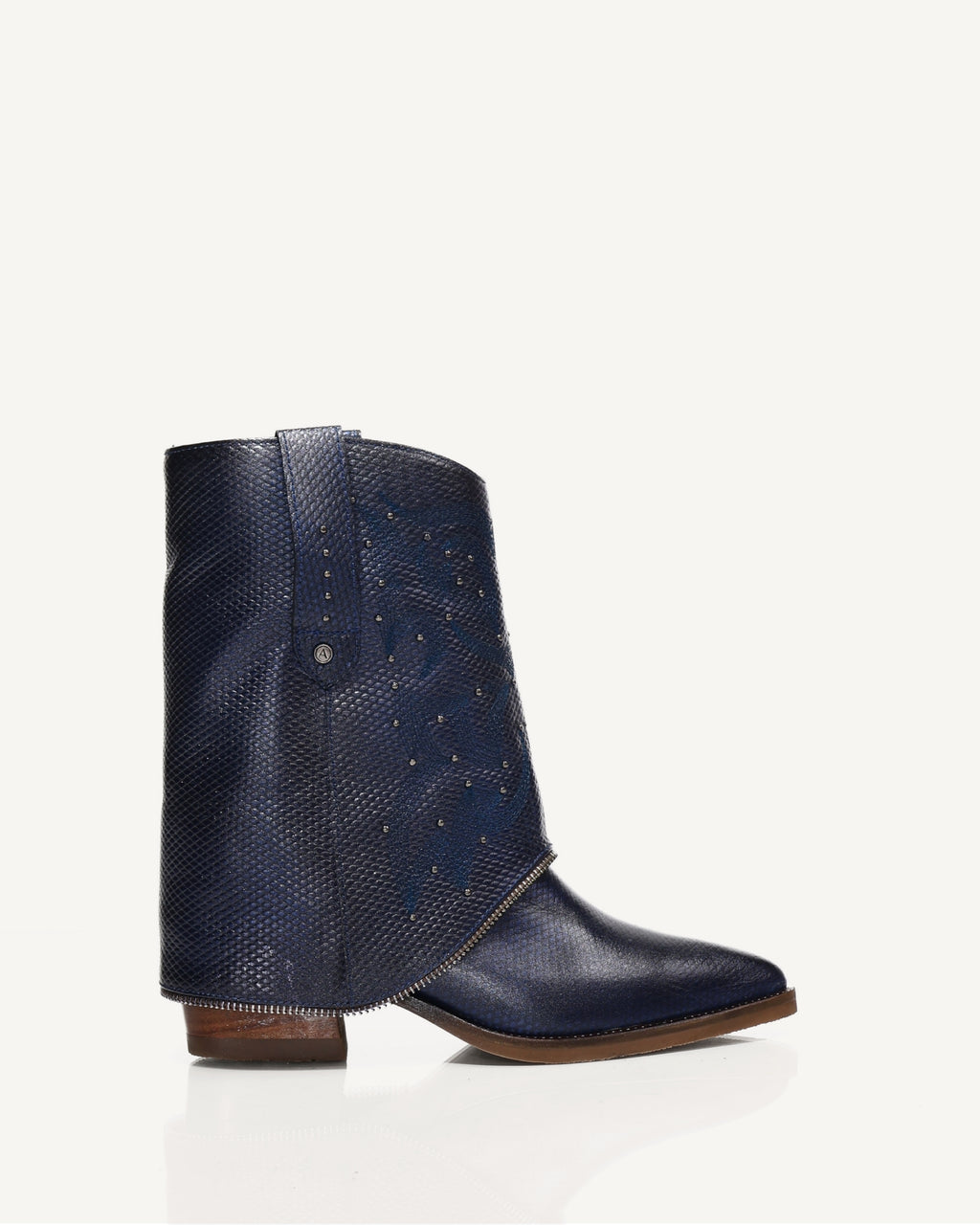 Botas Texanas en Doble Capa de Cuero Catena Azul - Antonina