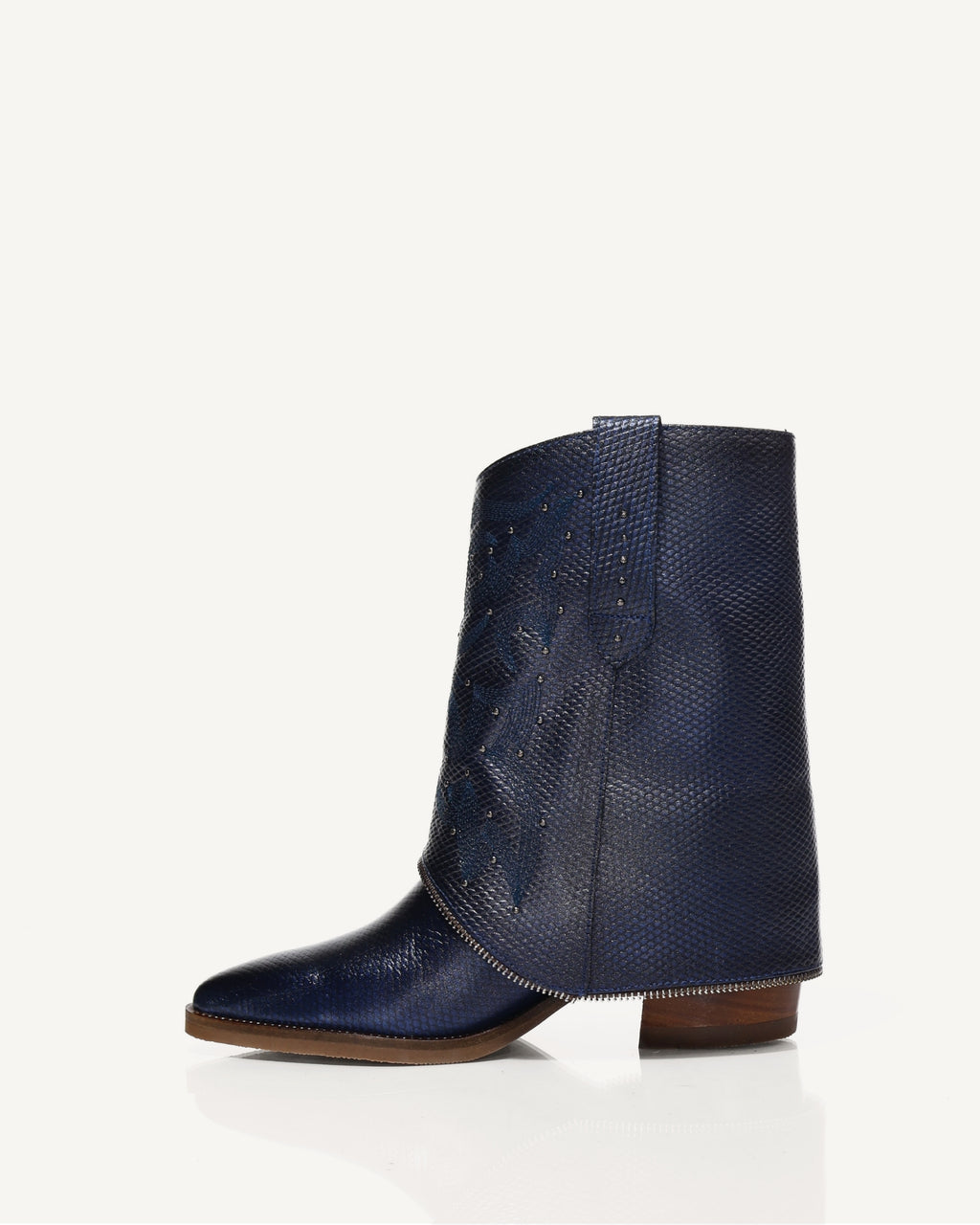 Botas Texanas en Doble Capa de Cuero Catena Azul - Antonina