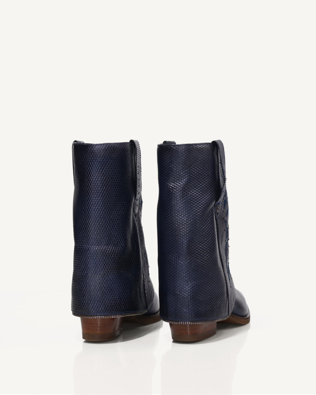 Botas Texanas en Doble Capa de Cuero Catena Azul - Antonina