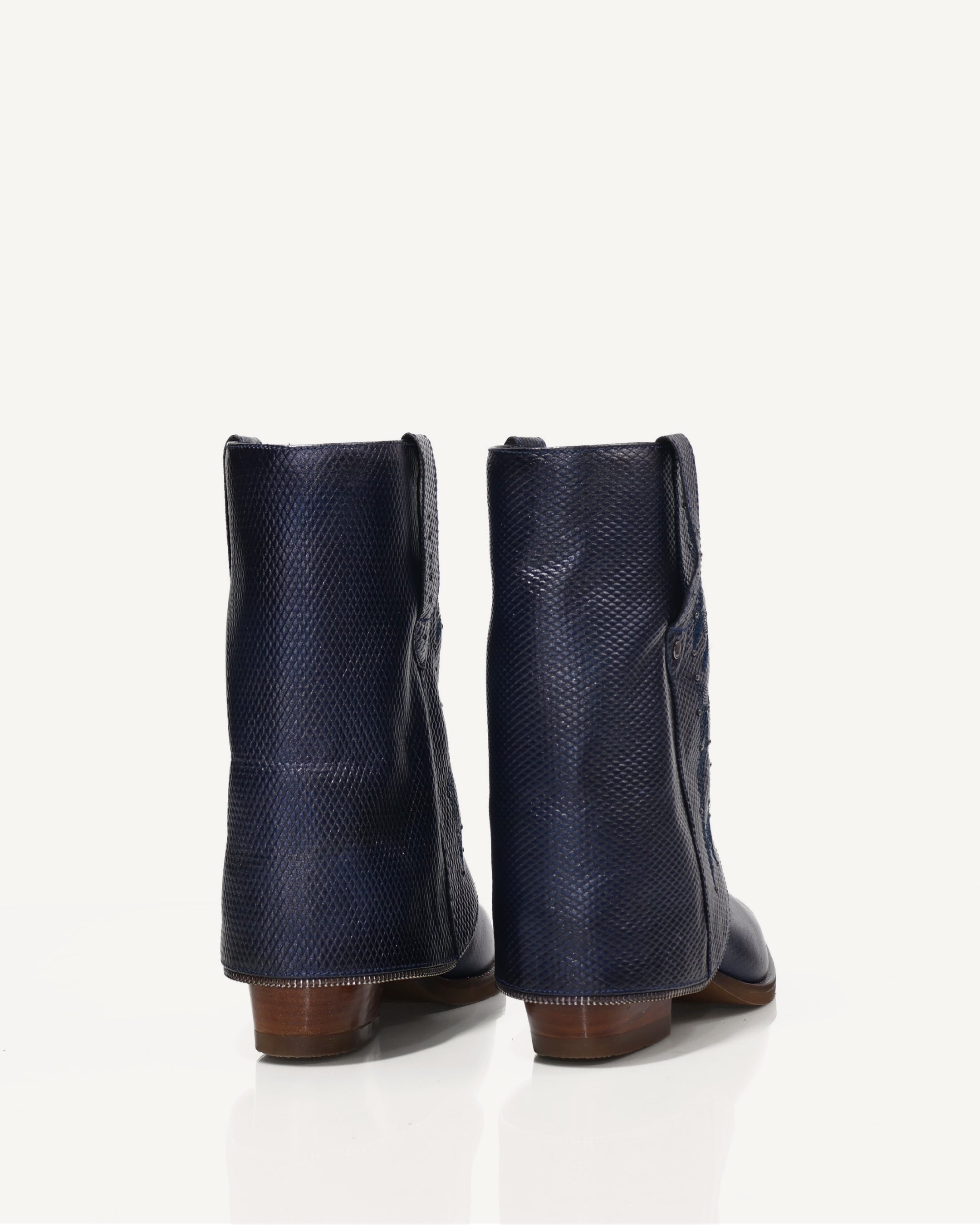 Botas Texanas en Doble Capa de Cuero Catena Azul - Antonina