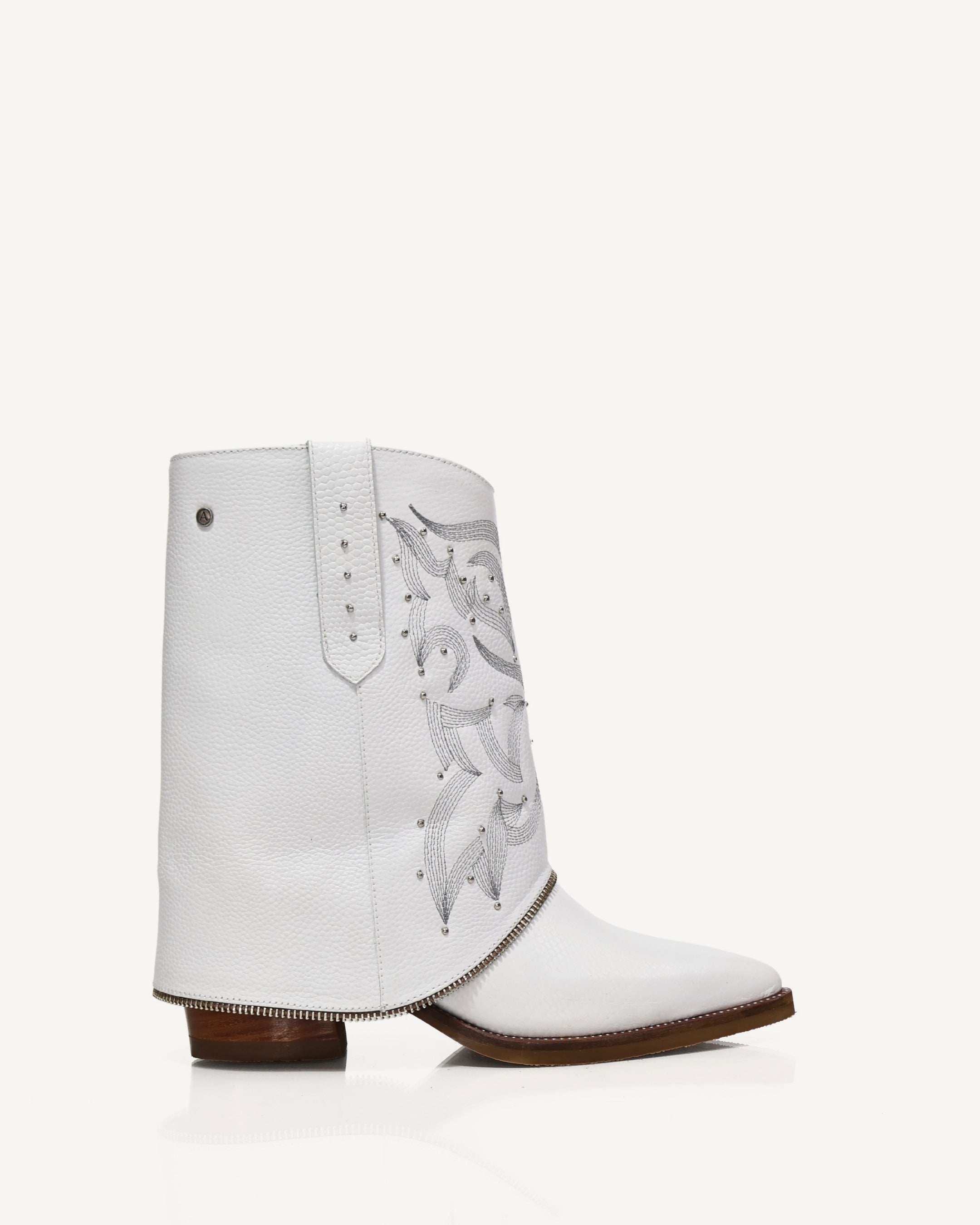 Botas Texanas en Doble Capa de Cuero Catena Blanco - Antonina