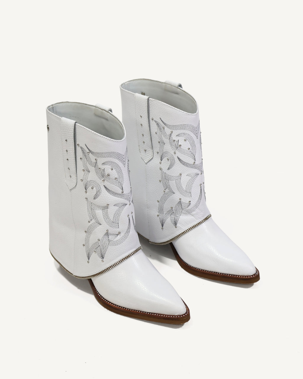 Botas Texanas en Doble Capa de Cuero Catena Blanco - Antonina
