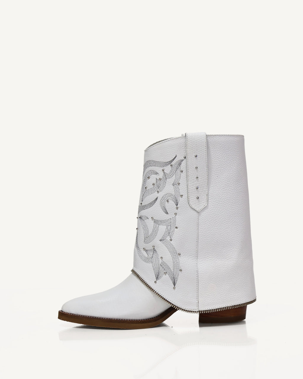 Botas Texanas en Doble Capa de Cuero Catena Blanco - Antonina