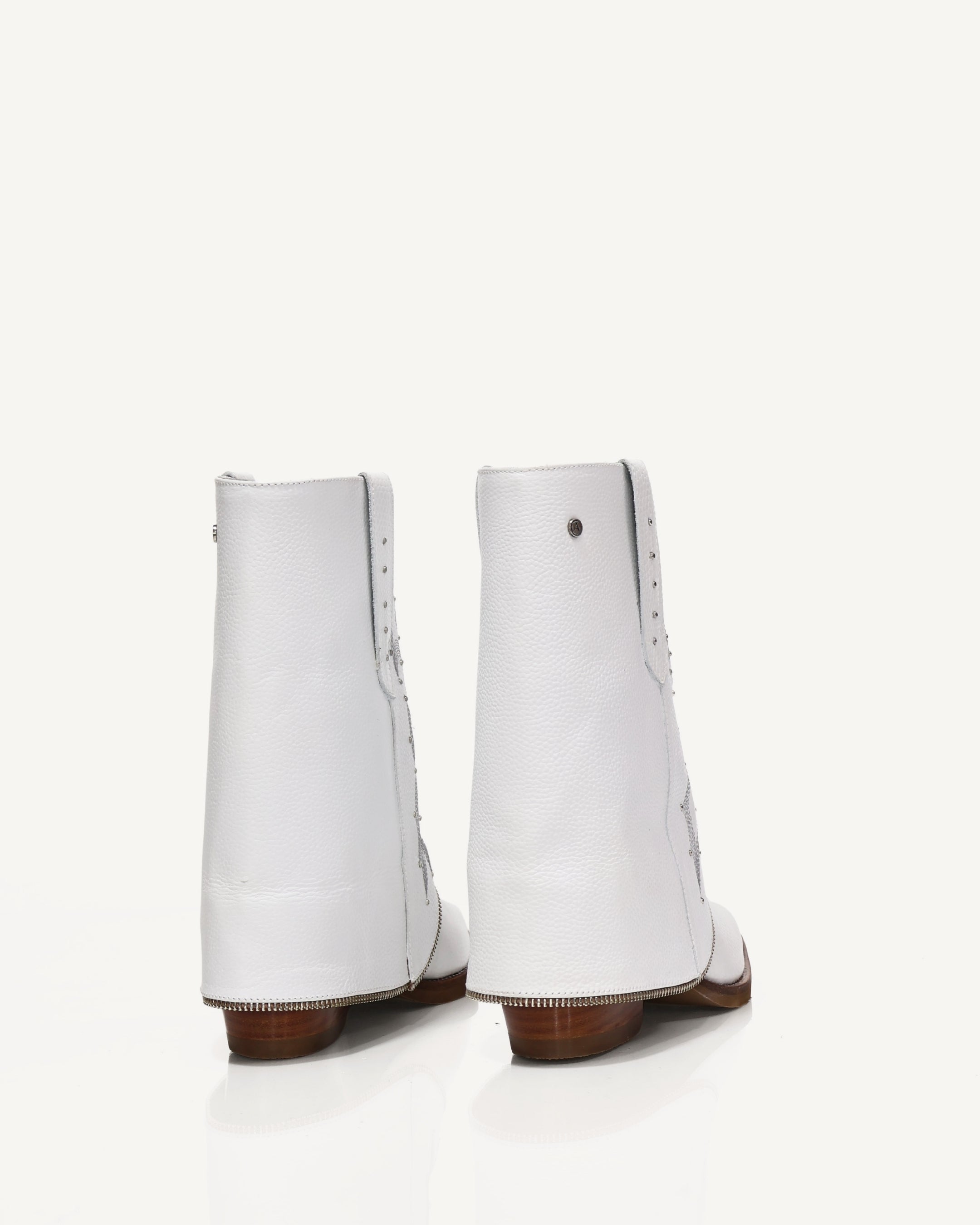 Botas Texanas en Doble Capa de Cuero Catena Blanco - Antonina