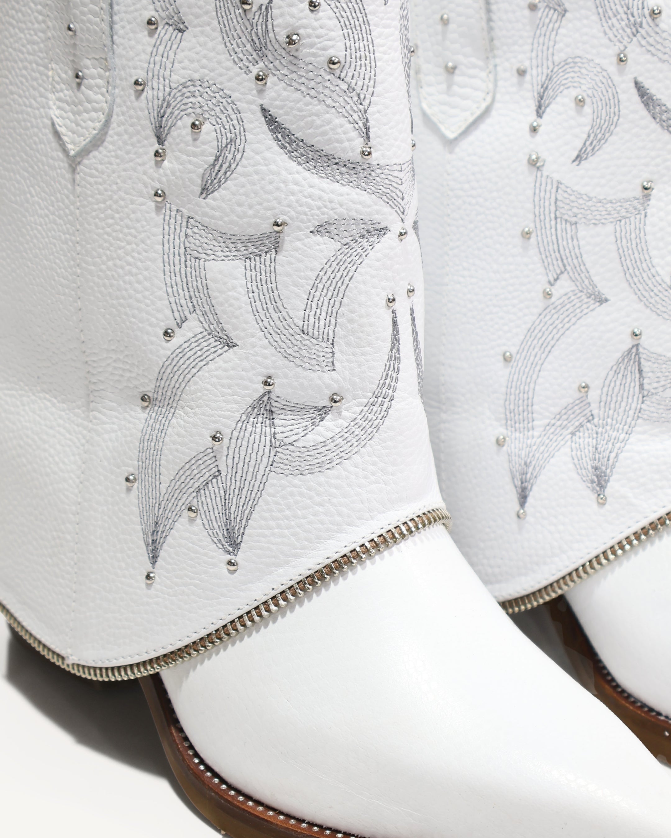 Botas Texanas en Doble Capa de Cuero Catena Blanco - Antonina