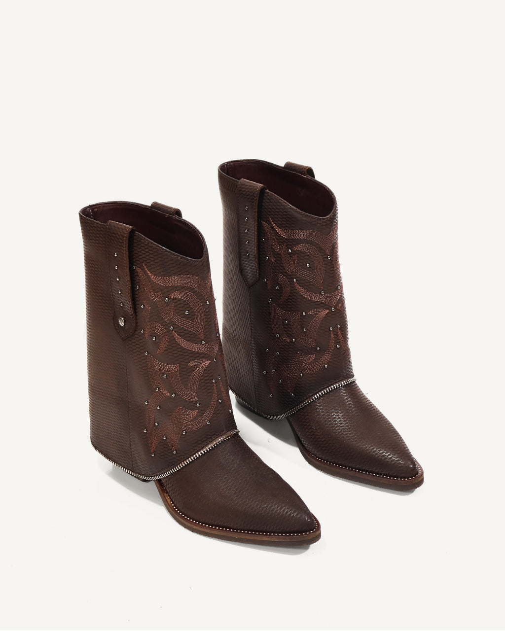 Botas Texanas en Doble Capa de Cuero Catena Café - Antonina