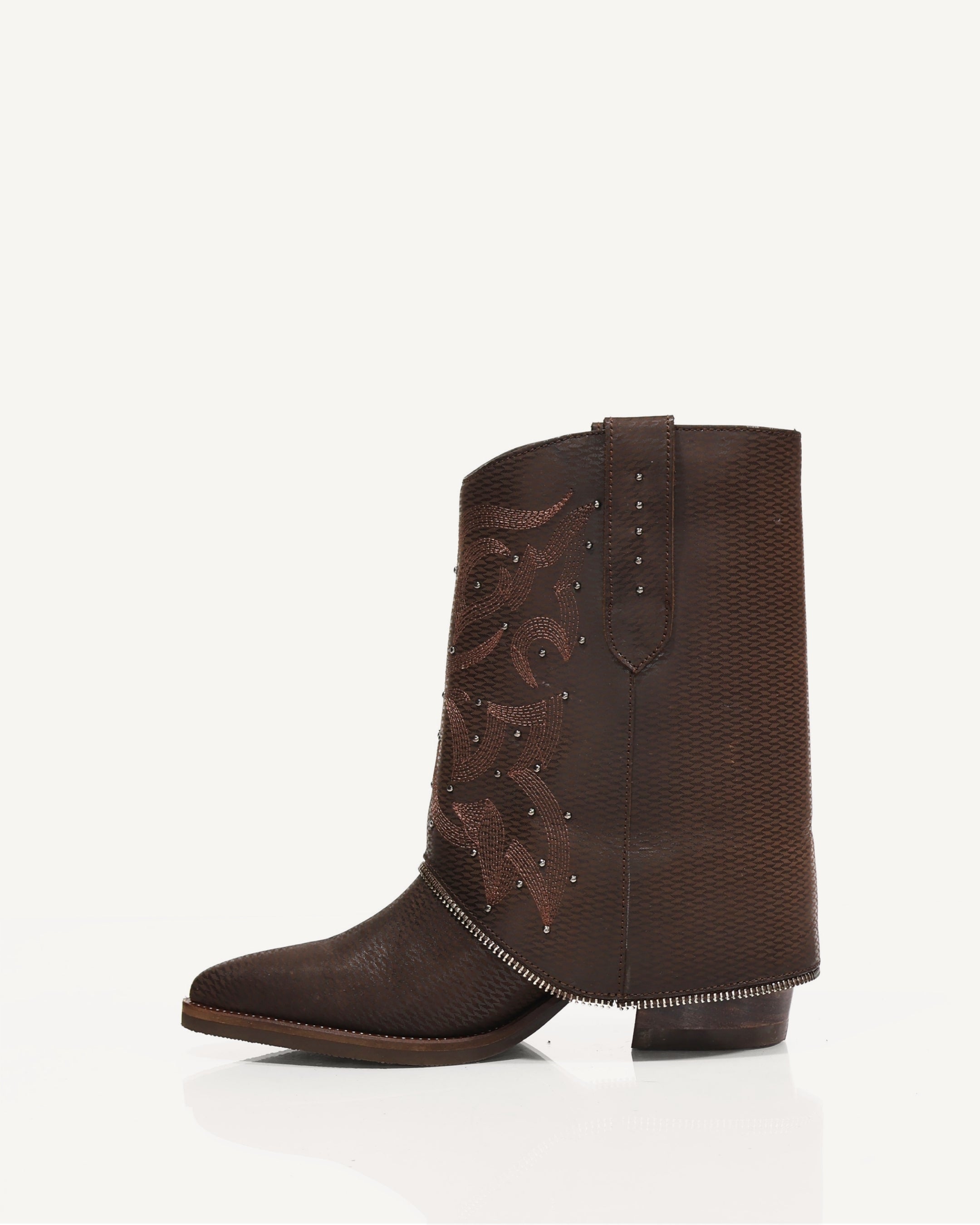 Botas Texanas en Doble Capa de Cuero Catena Café - Antonina