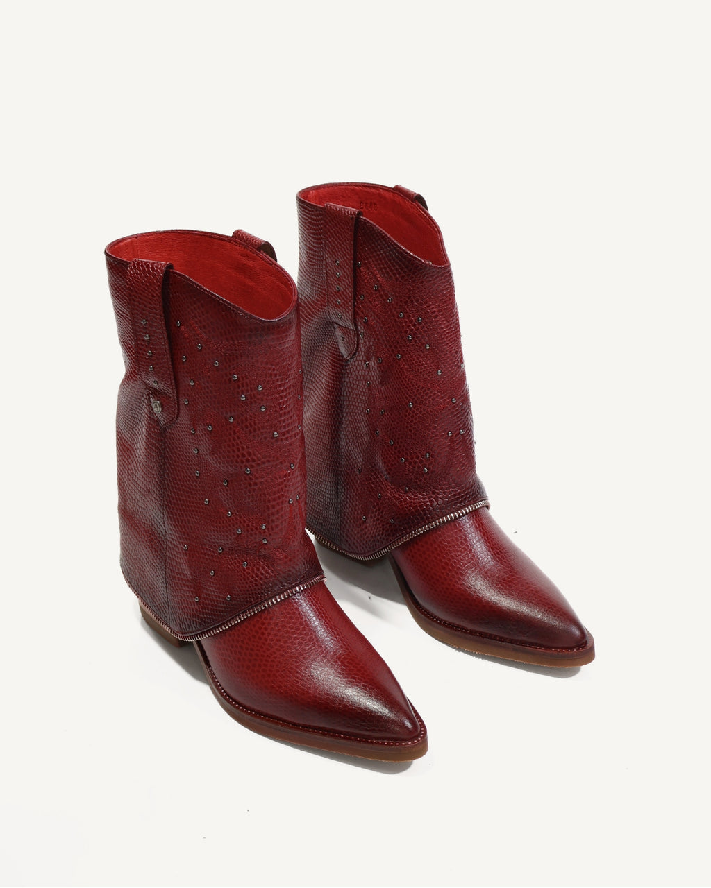 Botas Texanas en Doble Capa de Cuero Catena Cherry - Antonina