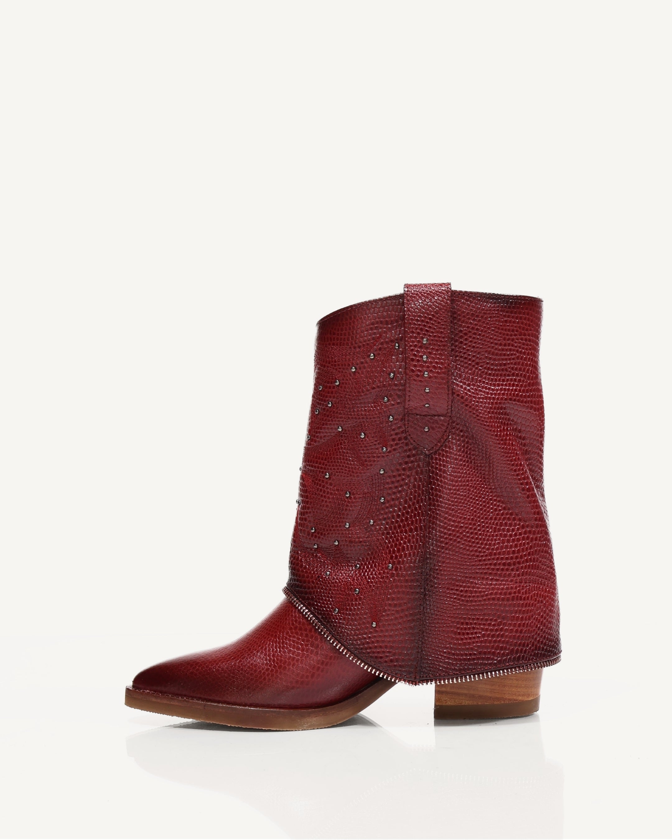Botas Texanas en Doble Capa de Cuero Catena Cherry - Antonina