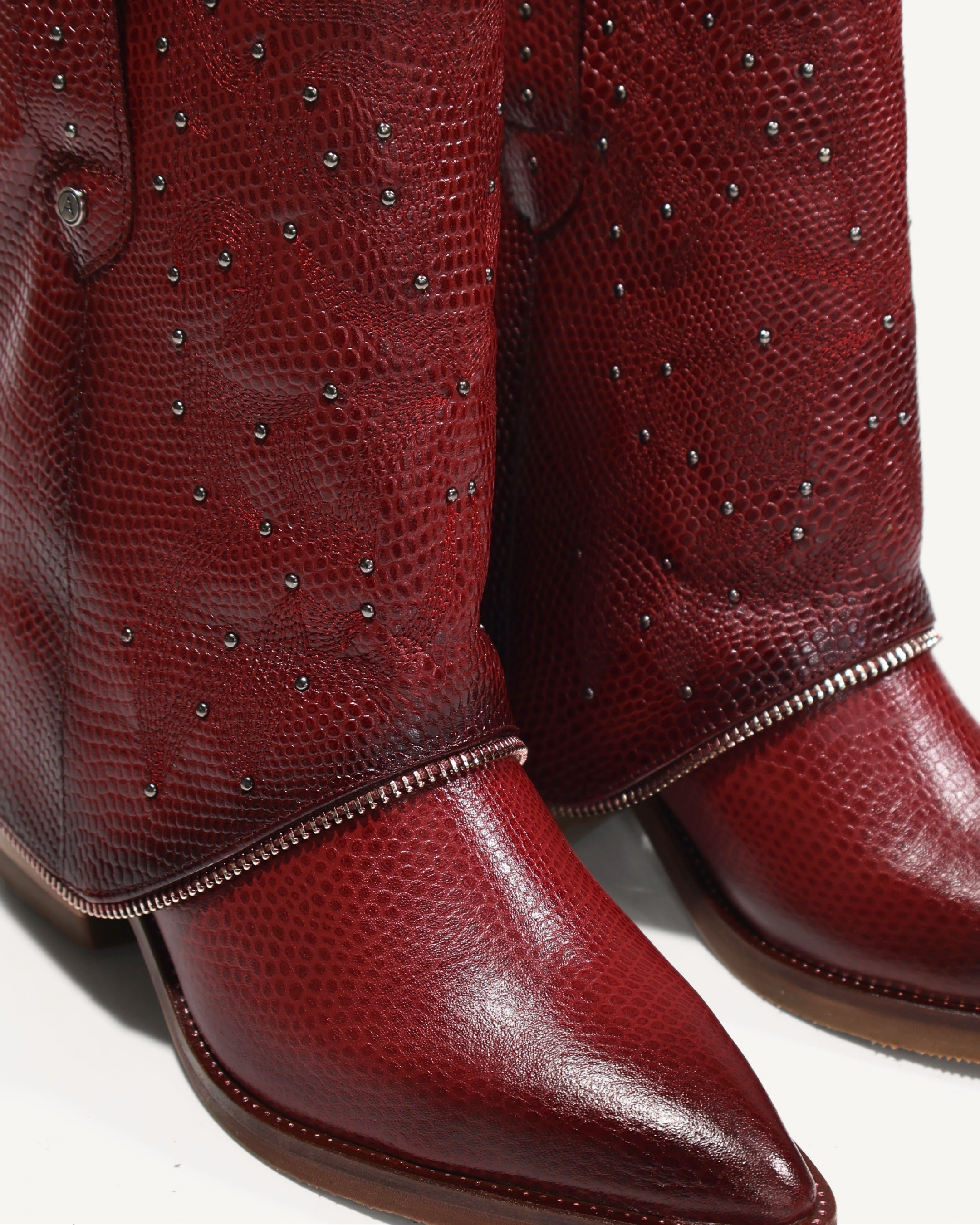 Botas Texanas en Doble Capa de Cuero Catena Cherry - Antonina