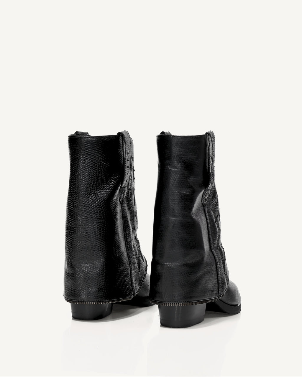 Botas Texanas en Doble Capa de Cuero Catena Negro - Antonina