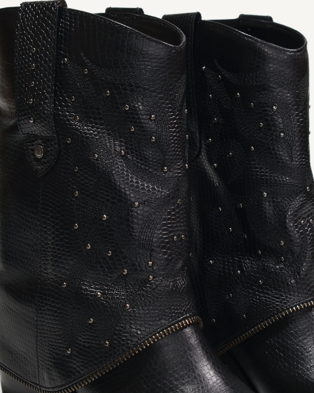 Botas Texanas en Doble Capa de Cuero Catena Negro - Antonina